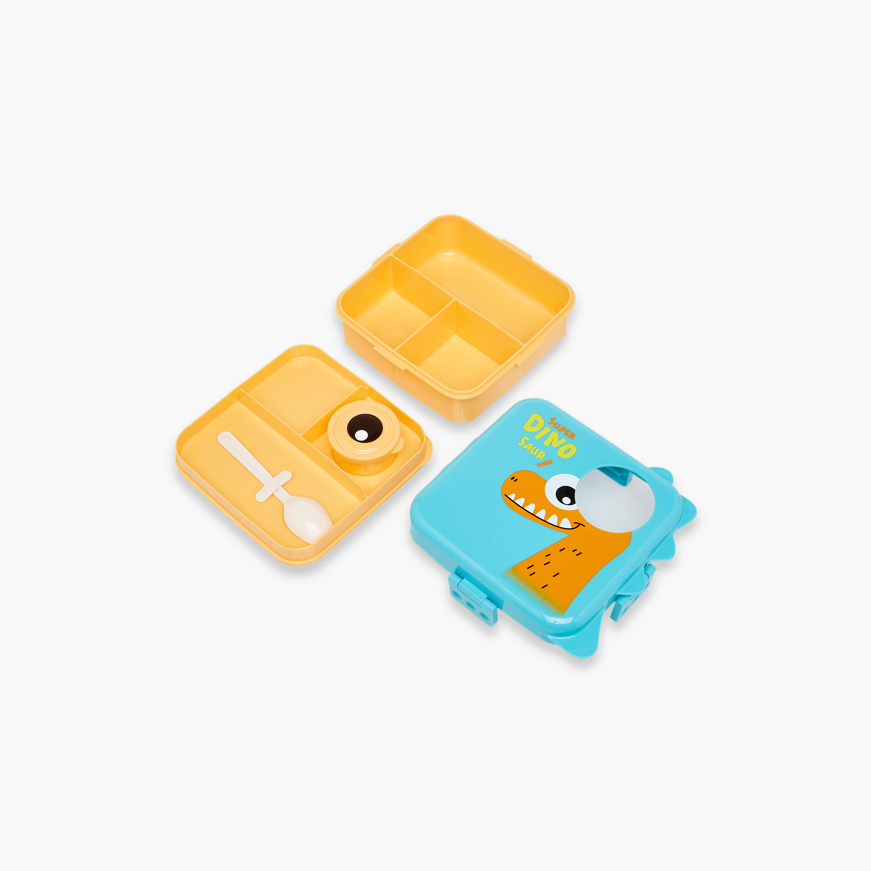 صندوق غداء مقسم بطبعات ديناصور وملعقة-school-lunchessentials-lunchboxes-image-4
