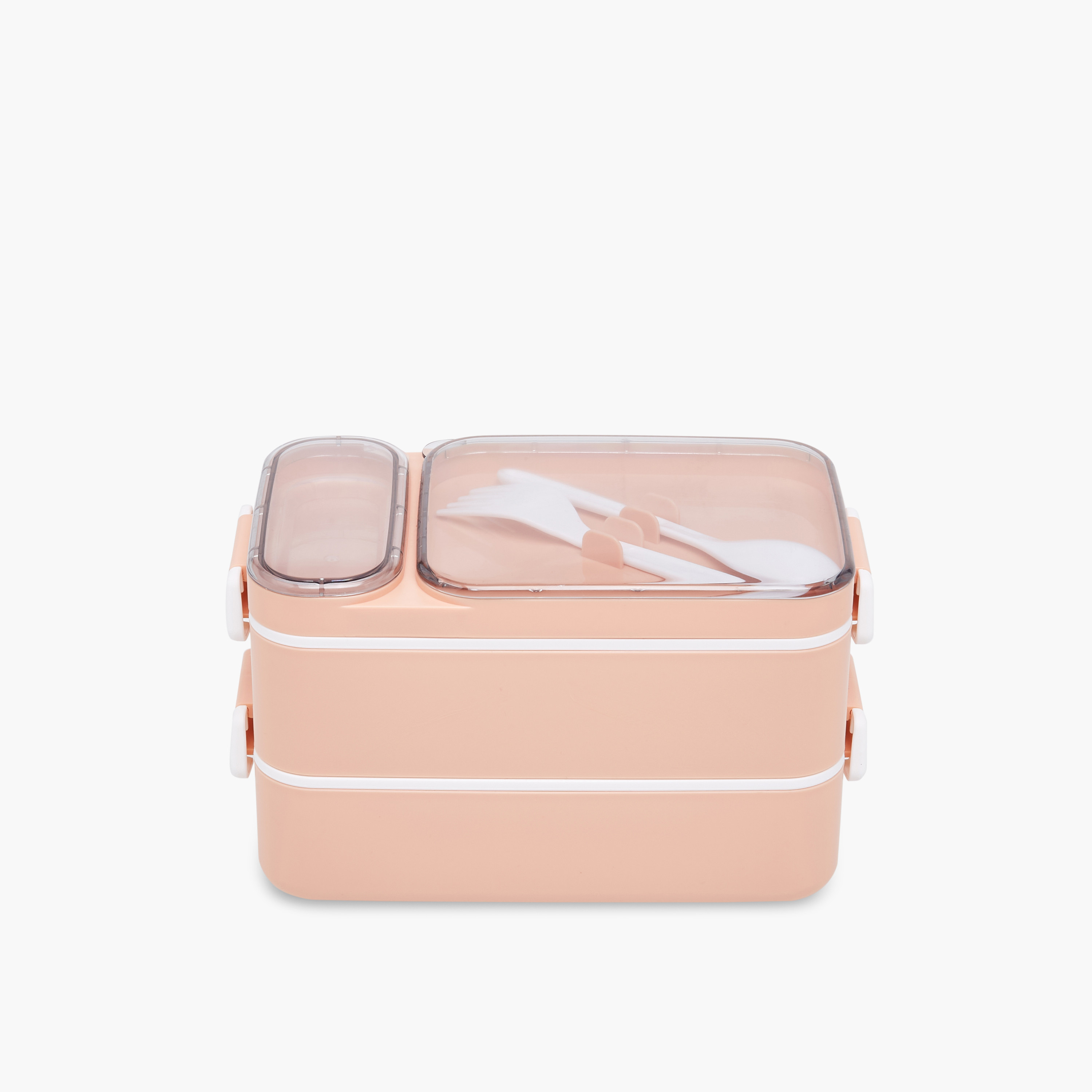 Solid 3-Compartment Lunch Box with Spoon and Fork - 1.6 L-school-lunchessentials-lunchboxes-image-1