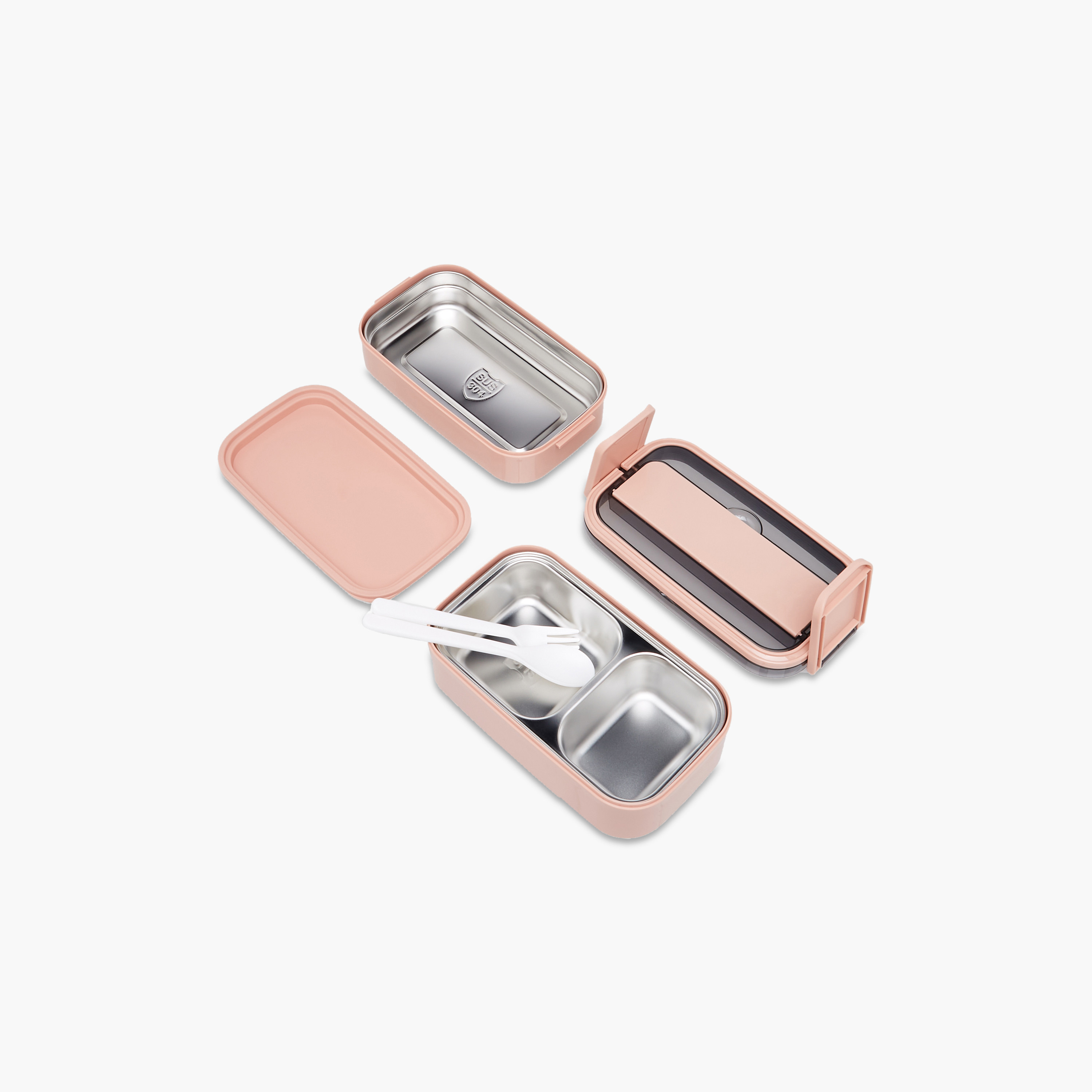 Solid 2-Layer Stainless Steel Lunch Box with Cutlery - 1400 ml-school-lunchessentials-lunchboxes-image-4
