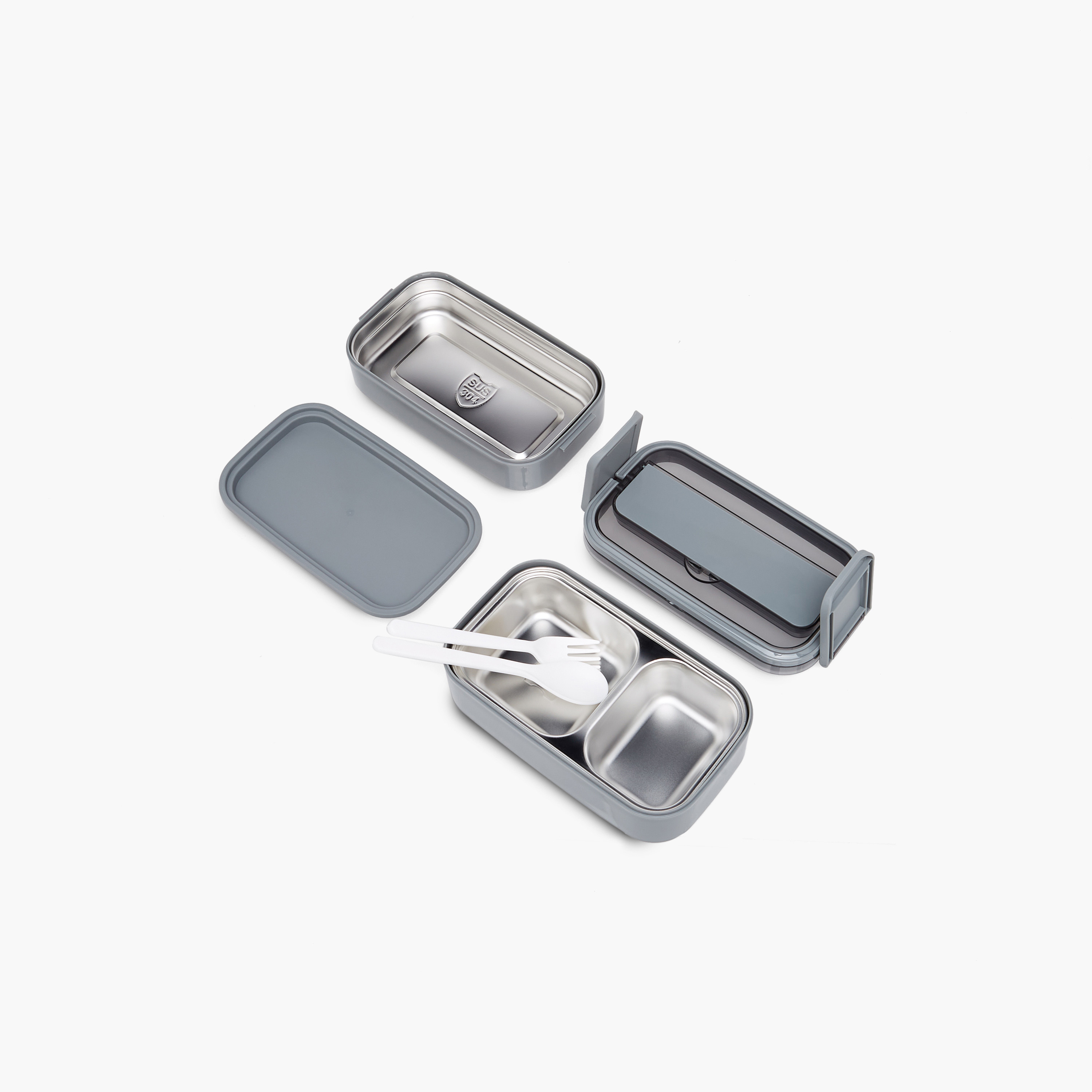 Solid 2-Layer Stainless Steel Lunch Box with Cutlery - 1400 ml-school-lunchessentials-lunchboxes-image-4