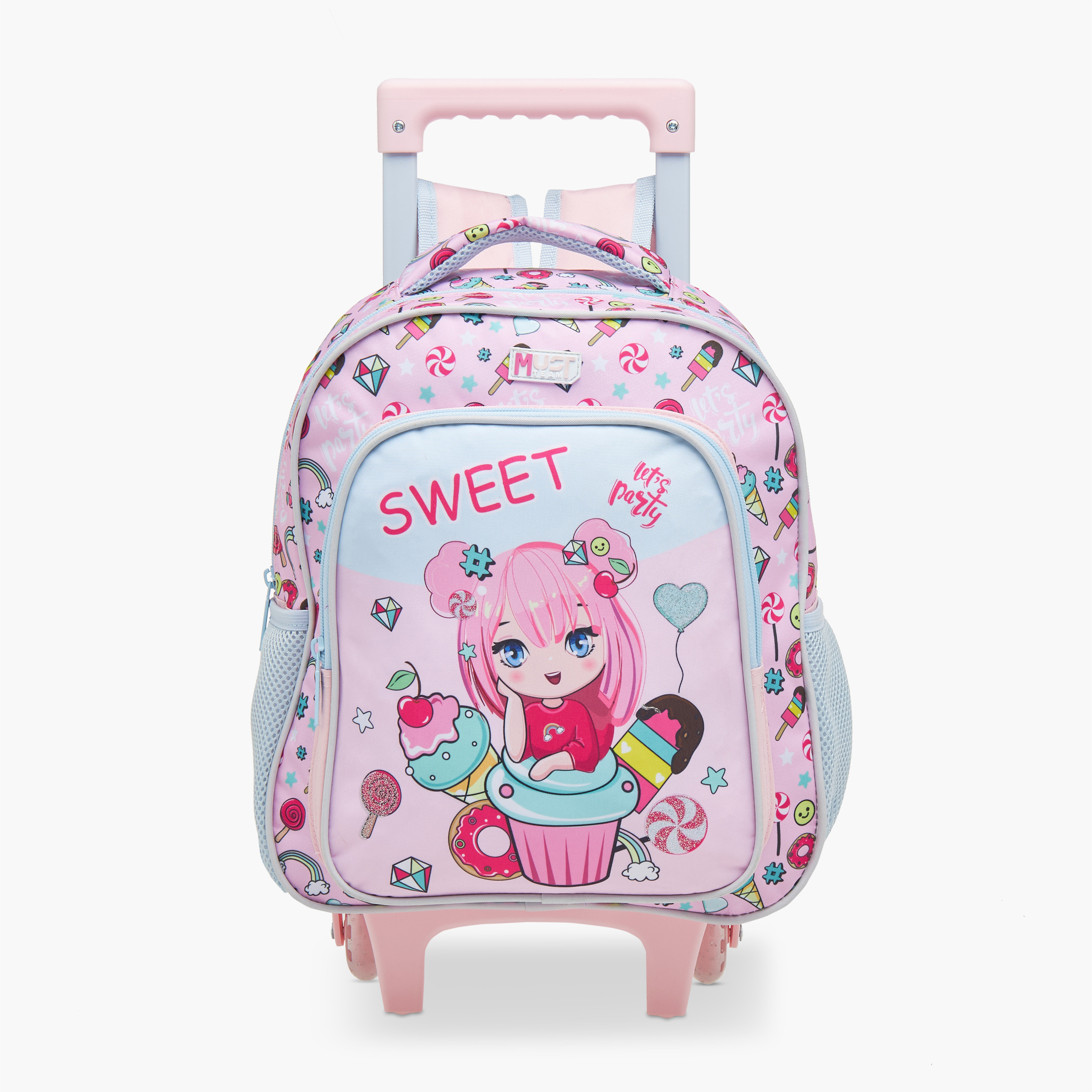 MUST Printed 3-Piece School Trolley Bag Set for Girls 2-5 Years with Lunch Bag and Pencil Pouch -school-bagsandbackpacks-trolleybags-image-2