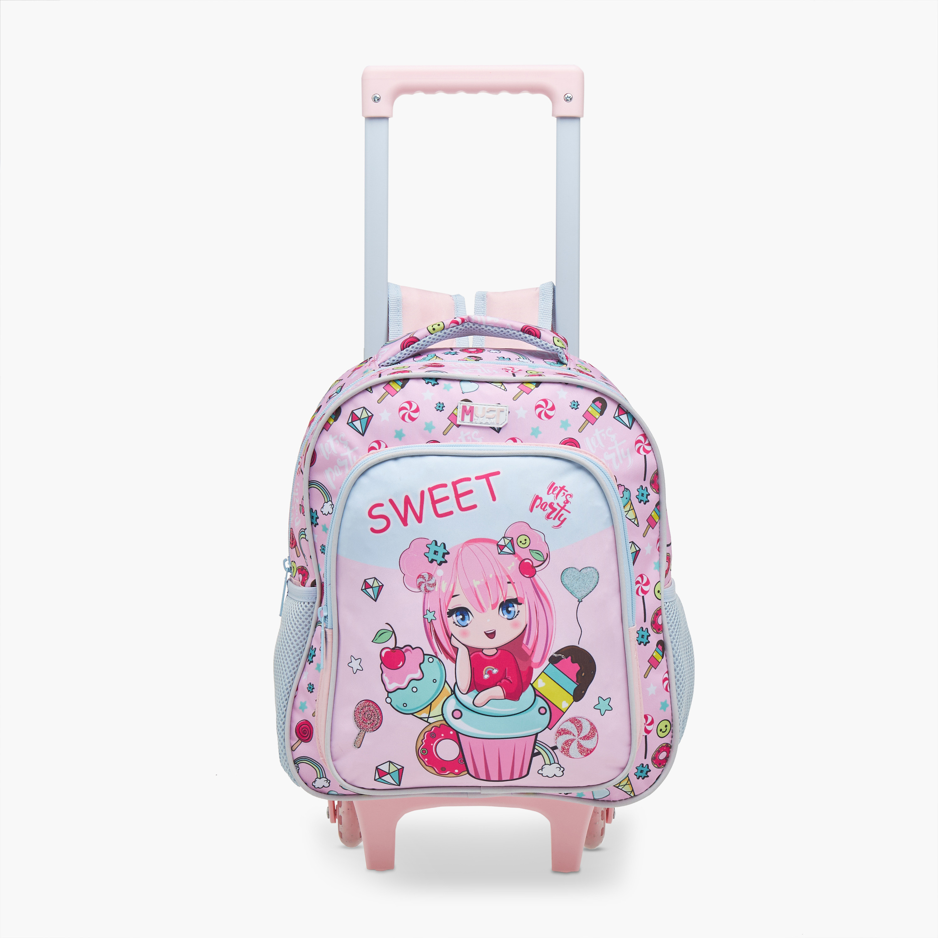 طقم شنطة ترولي مدرسية 3 قطع للبنات 2-5 سنوات مع شنطة غداء ومقلمة بطبعات من ماست-school-bagsandbackpacks-trolleybags-image-8