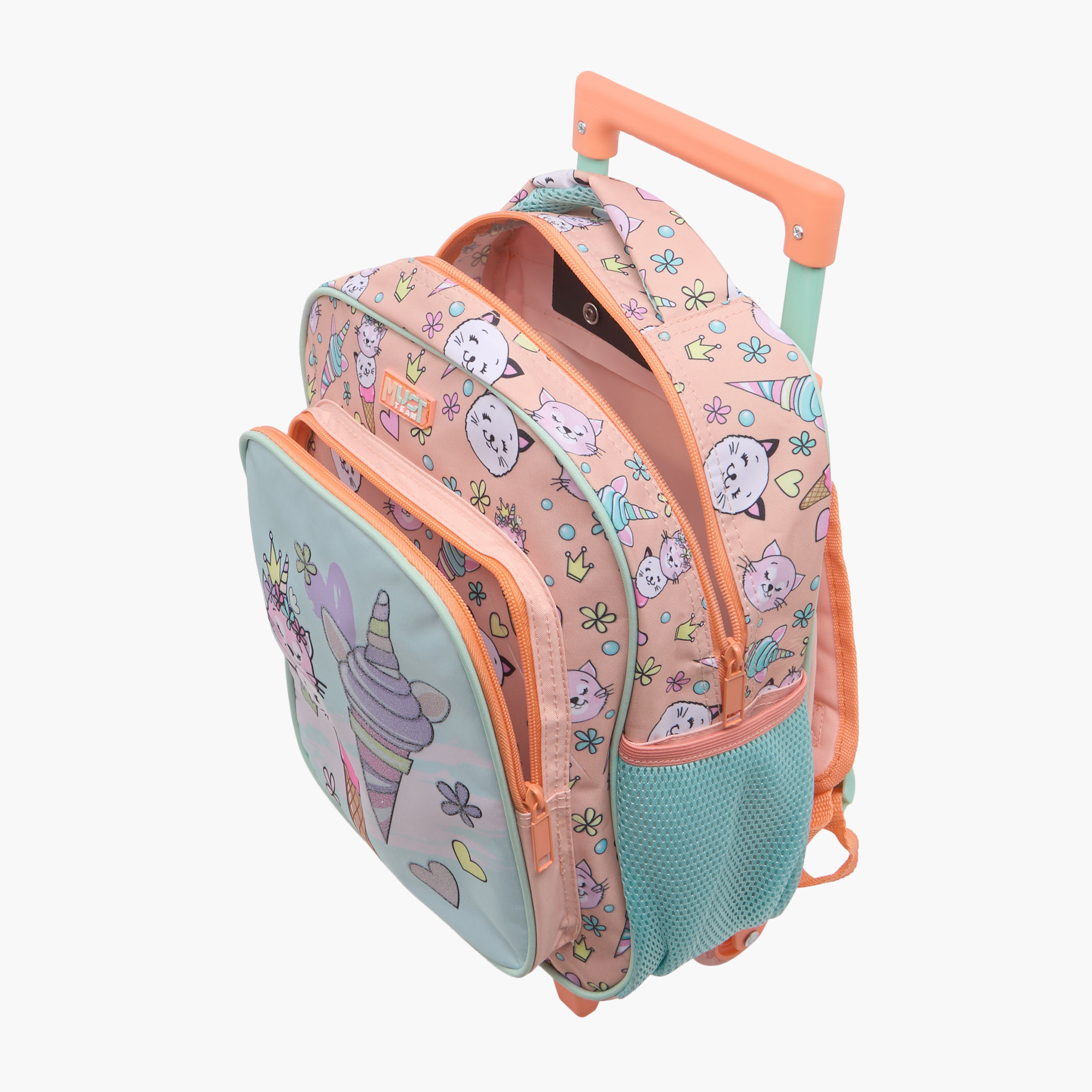 طقم شنطة ترولي مدرسية 3 قطع للبنات 2-5 سنوات مع شنطة غداء ومقلمة بتصميم قطط من ماست-school-bagsandbackpacks-trolleybags-image-6