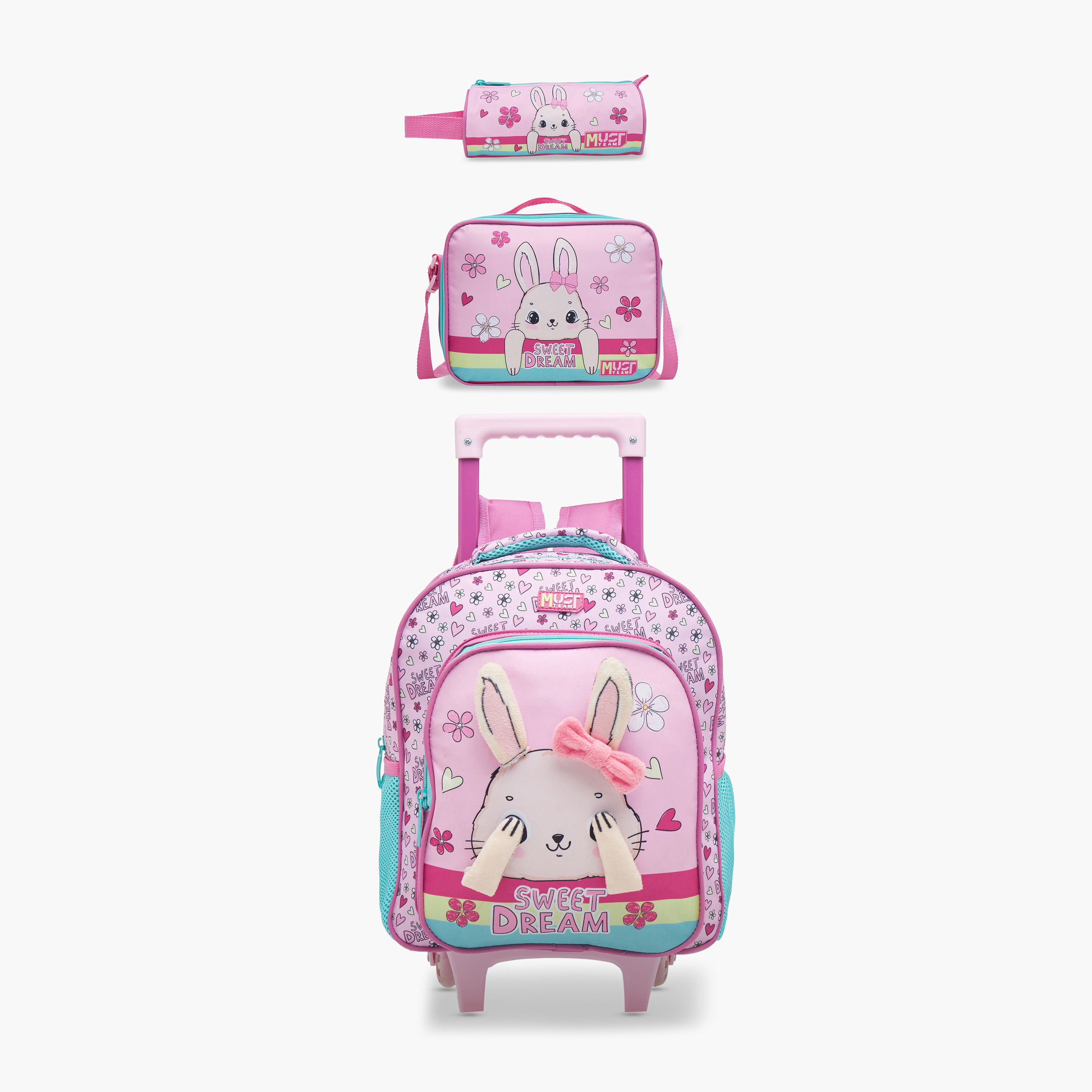 MUST Animal Print 3-Piece School Trolley Bag Set for Girls 2-5 Years with Lunch Bag and Pencil Pouch -school-bagsandbackpacks-trolleybags-image-1