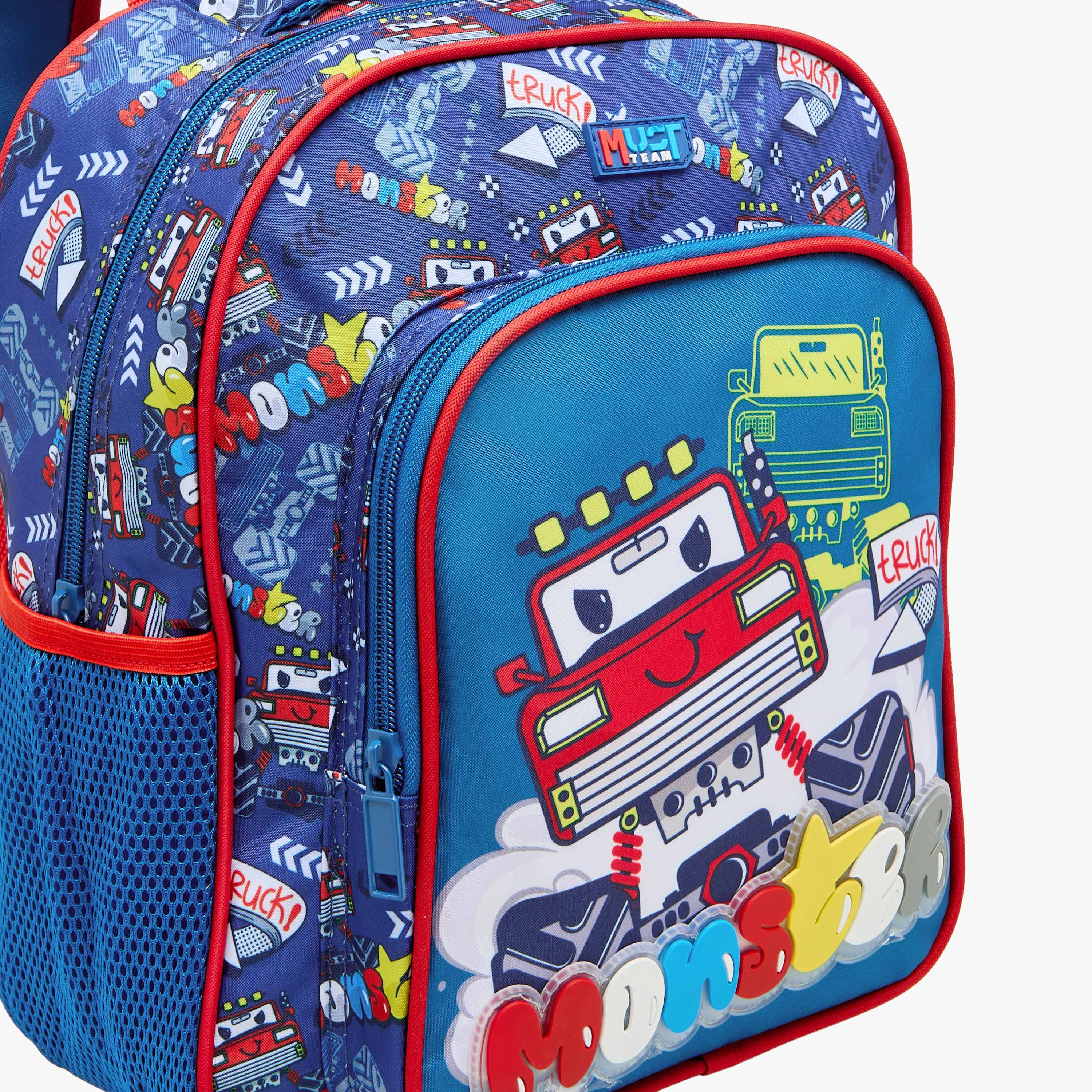MUST 3-Piece Monster Truck Print Backpack Set - 27x10x31 cms-school-bagsandbackpacks-sets-image-6
