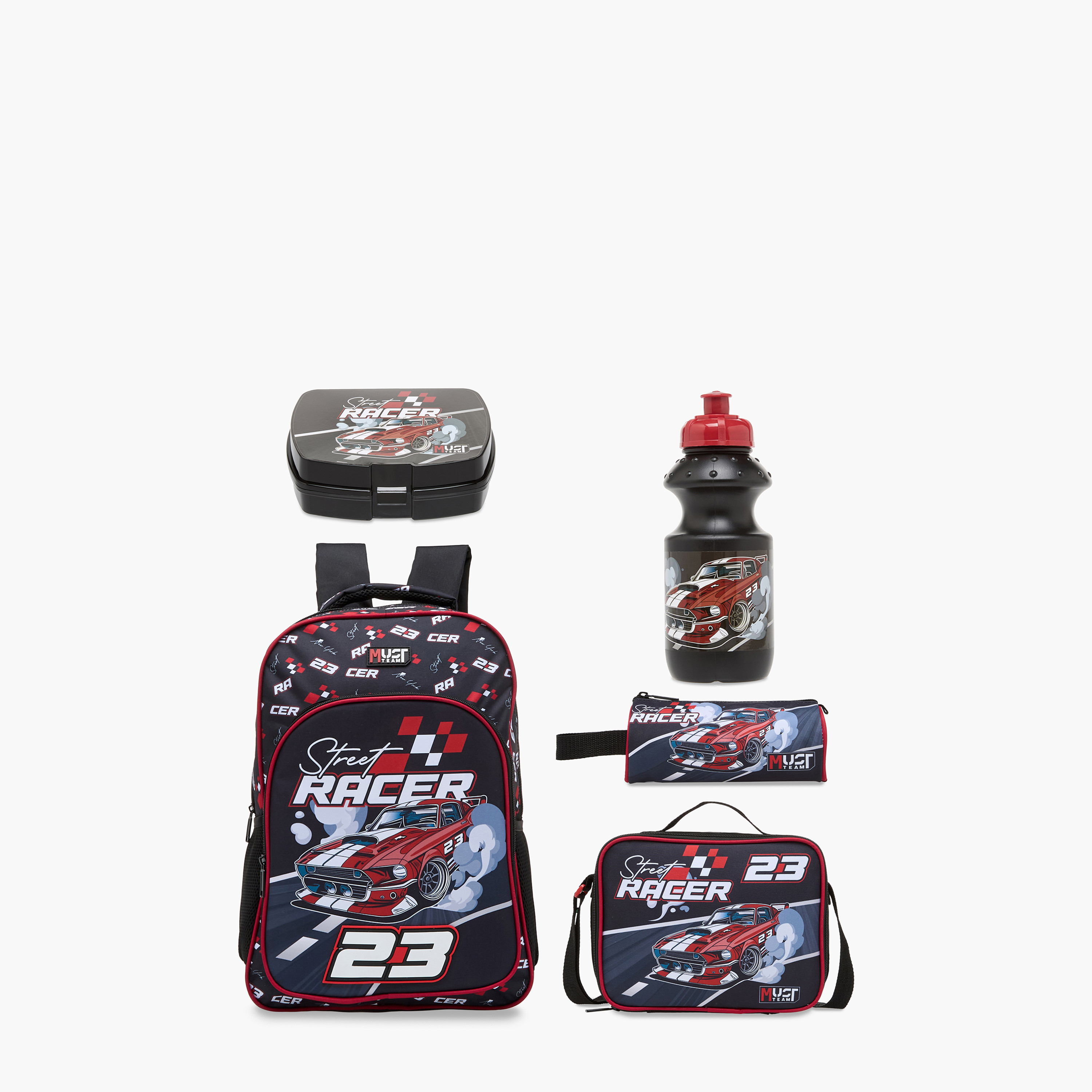MUST 5-Piece Racer Print Backpack Set - 43x30x13 cms-school-bagsandbackpacks-sets-image-1