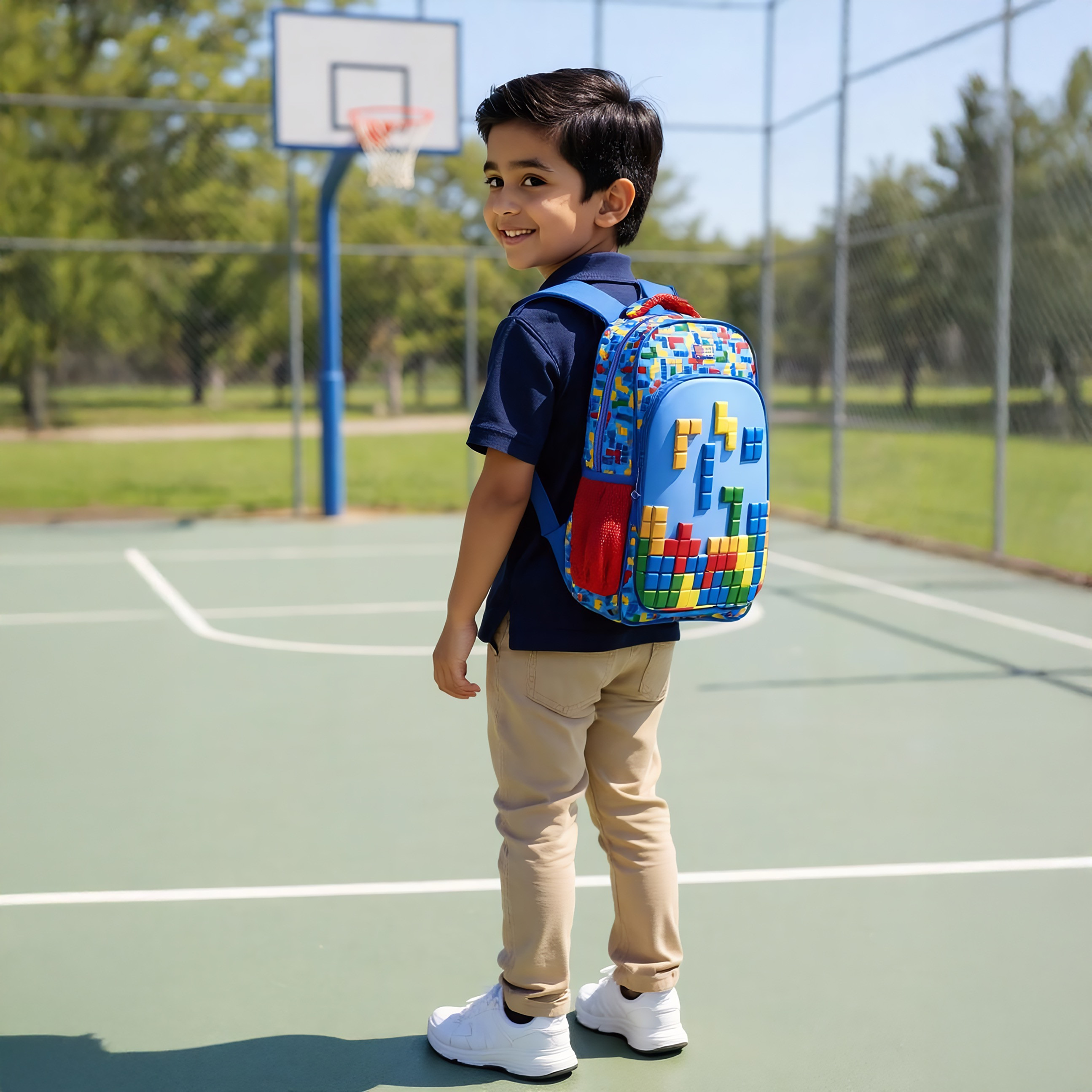 MUST 5-Piece Tetris Print 16-inch Backpack Set - 43x30x13 cms-school-bagsandbackpacks-sets-image-2