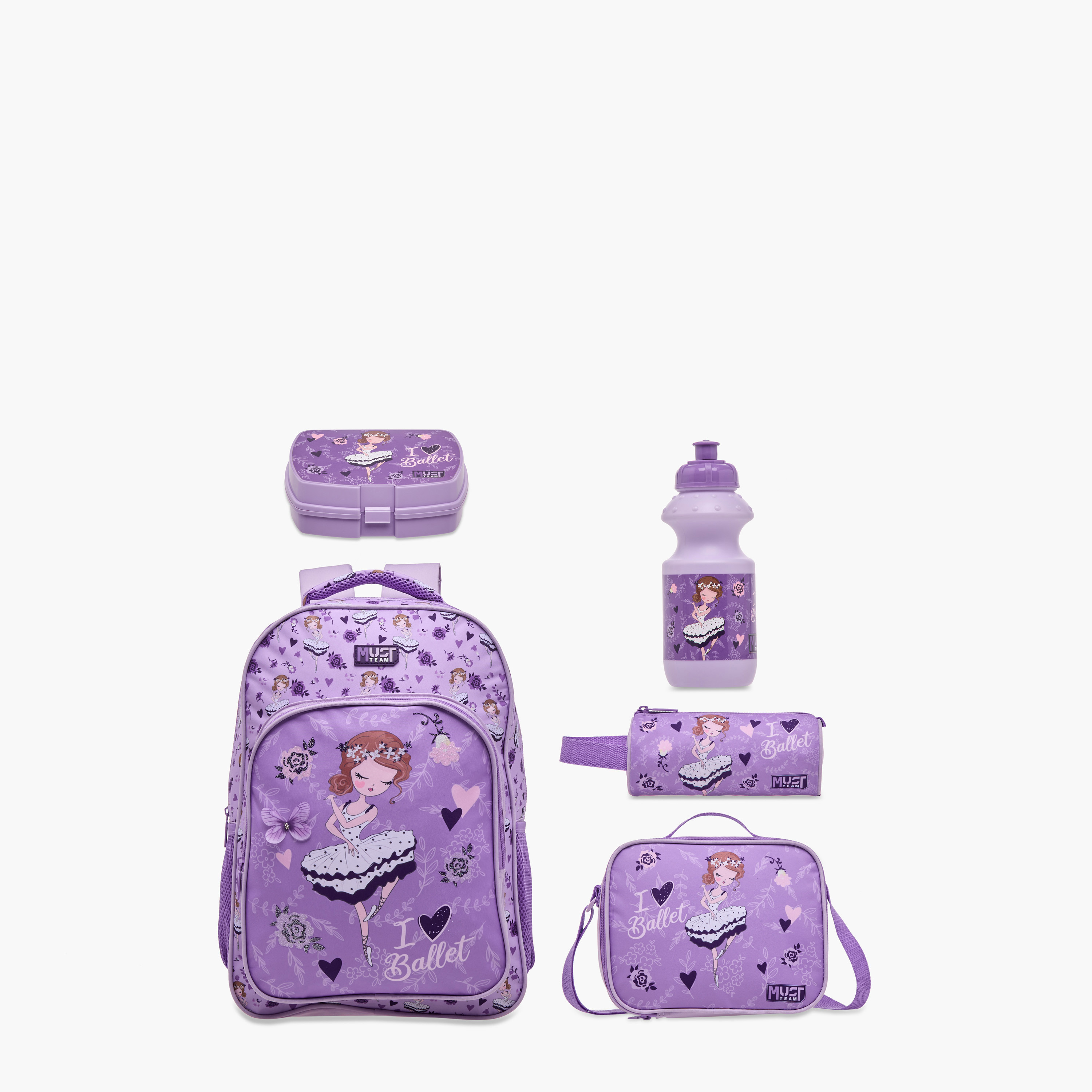 MUST 5-Piece Ballet Print 16-inch Trolley Backpack Set - 43x30x13 cms-school-bagsandbackpacks-sets-image-1