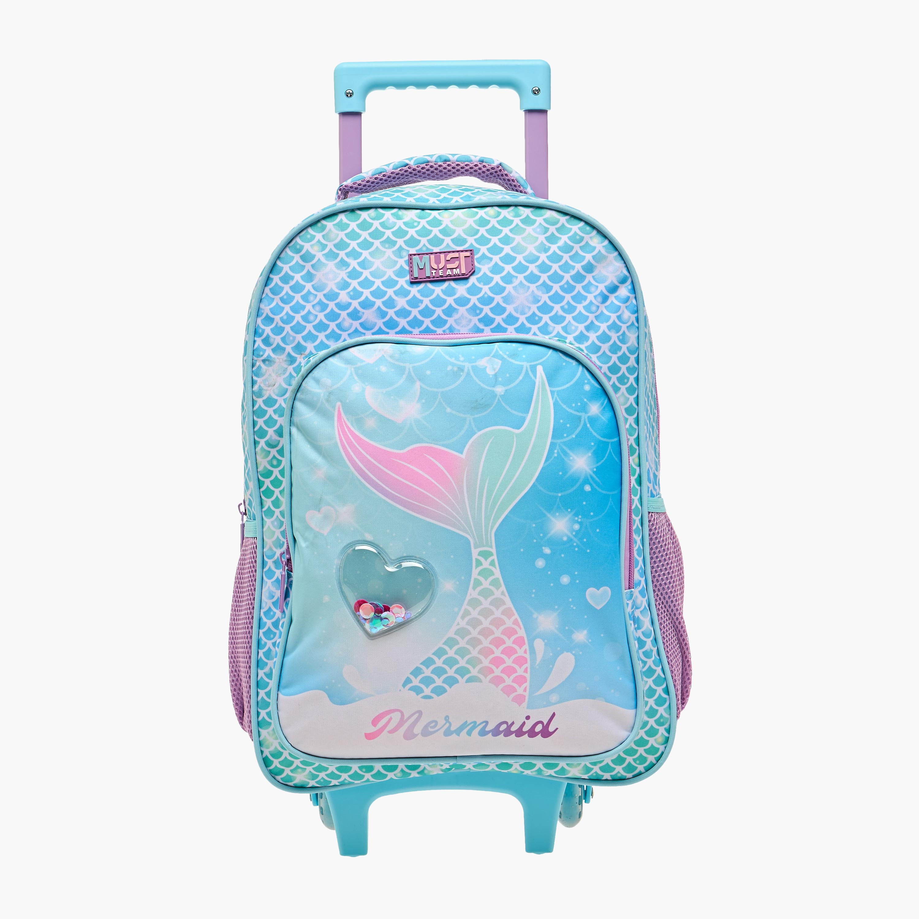 MUST Mermaid 5-Piece School Trolley Bag Set for Girls 5-8 Years with Lunch Bag and Pencil Pouch -promo_LS20_OMN-image-2