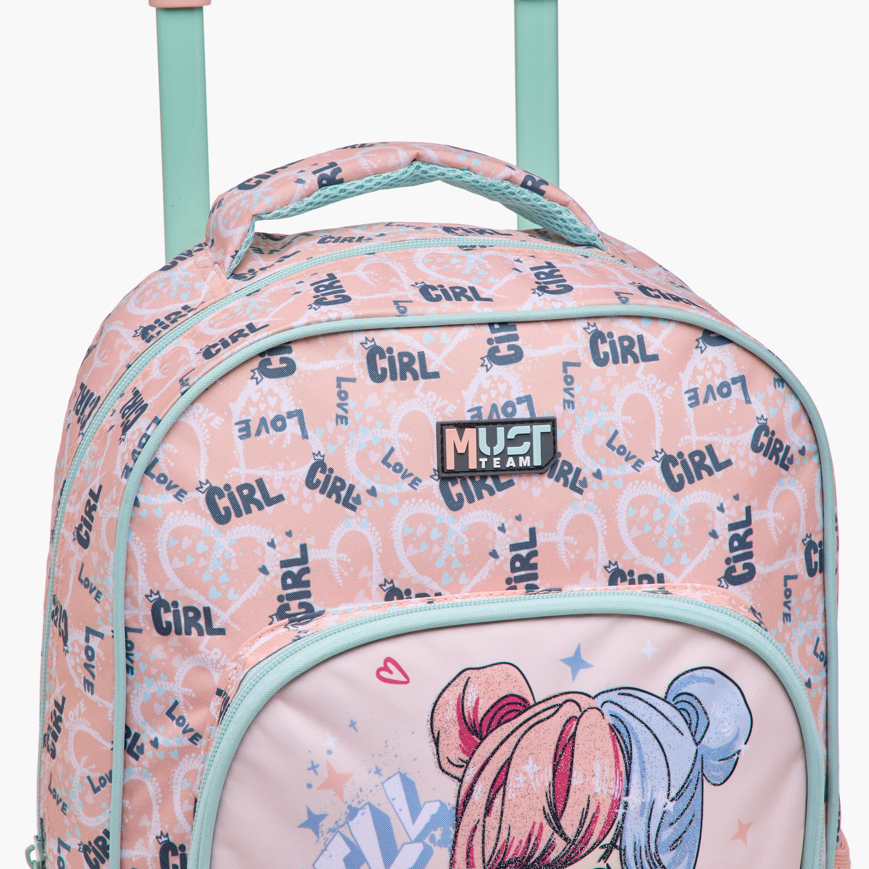 طقم شنطة ترولي مدرسية 5 قطع للبنات 5-8 سنوات مع شنطة غداء ومقلمة بطبعات من ماست-school-bagsandbackpacks-trolleybags-image-11