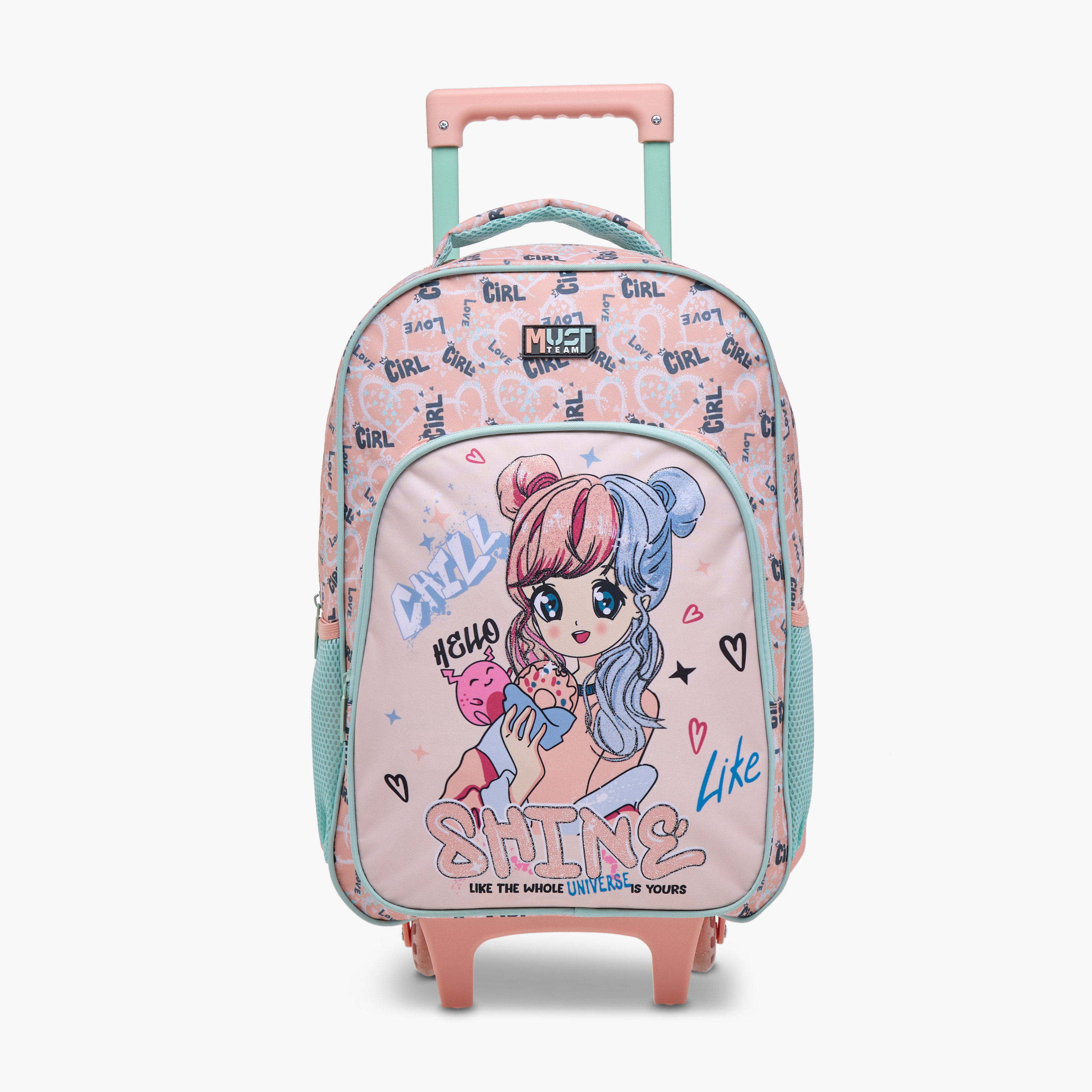 MUST Printed 5-Piece School Trolley Bag Set for Girls 5-8 Years with Lunch Bag and Pencil Pouch -school-bagsandbackpacks-trolleybags-image-2