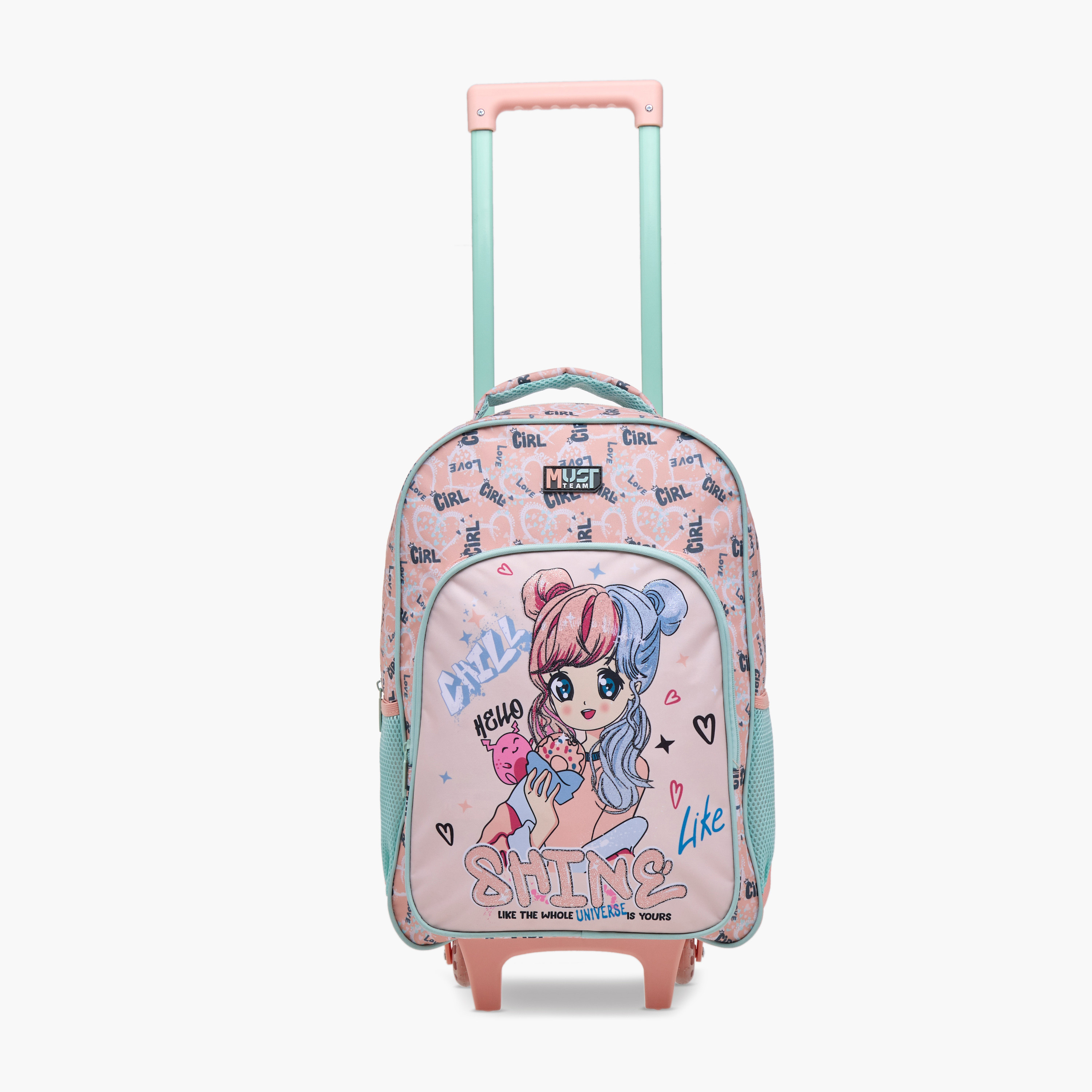 طقم شنطة ترولي مدرسية 5 قطع للبنات 5-8 سنوات مع شنطة غداء ومقلمة بطبعات من ماست-school-bagsandbackpacks-trolleybags-image-8