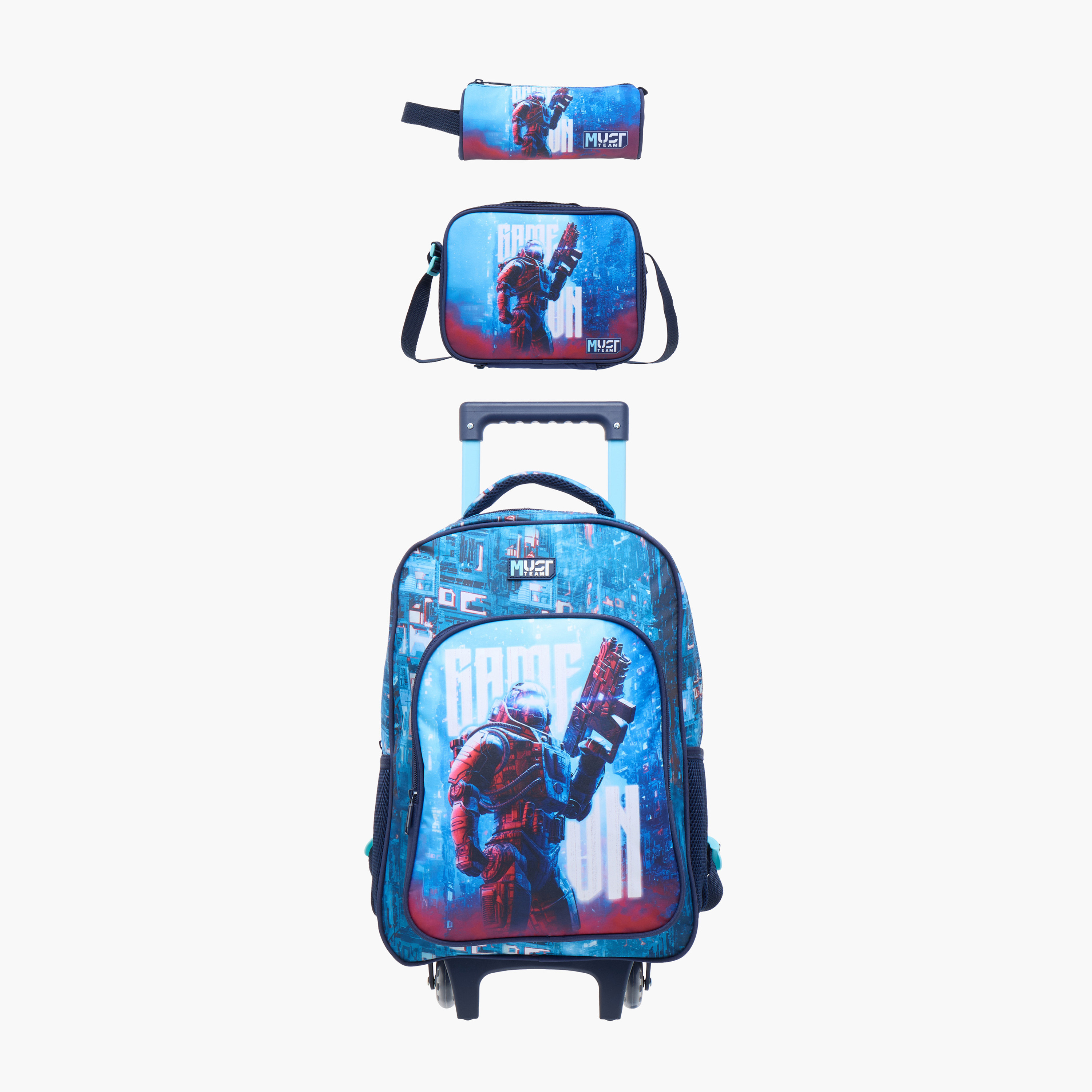 MUST 3-Piece Game Print 16-inch Trolley Backpack Set - 43x30x13 cms-school-bagsandbackpacks-trolleybags-image-1
