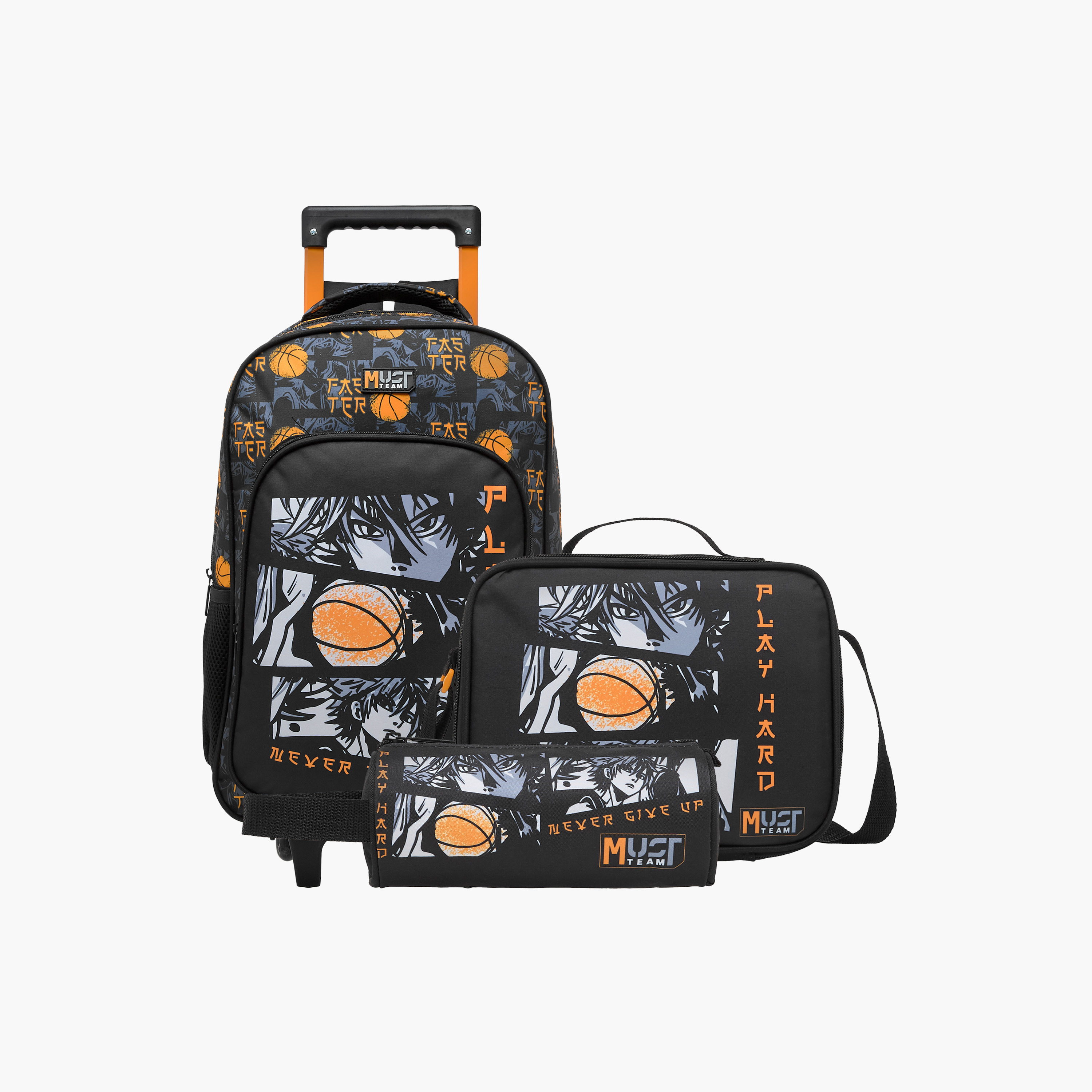 MUST Printed 3-Piece School Trolley Bag Set for Boys 5-8 Years with Lunch Bag and Pencil Pouch -promo_LS20_OMN-image-1