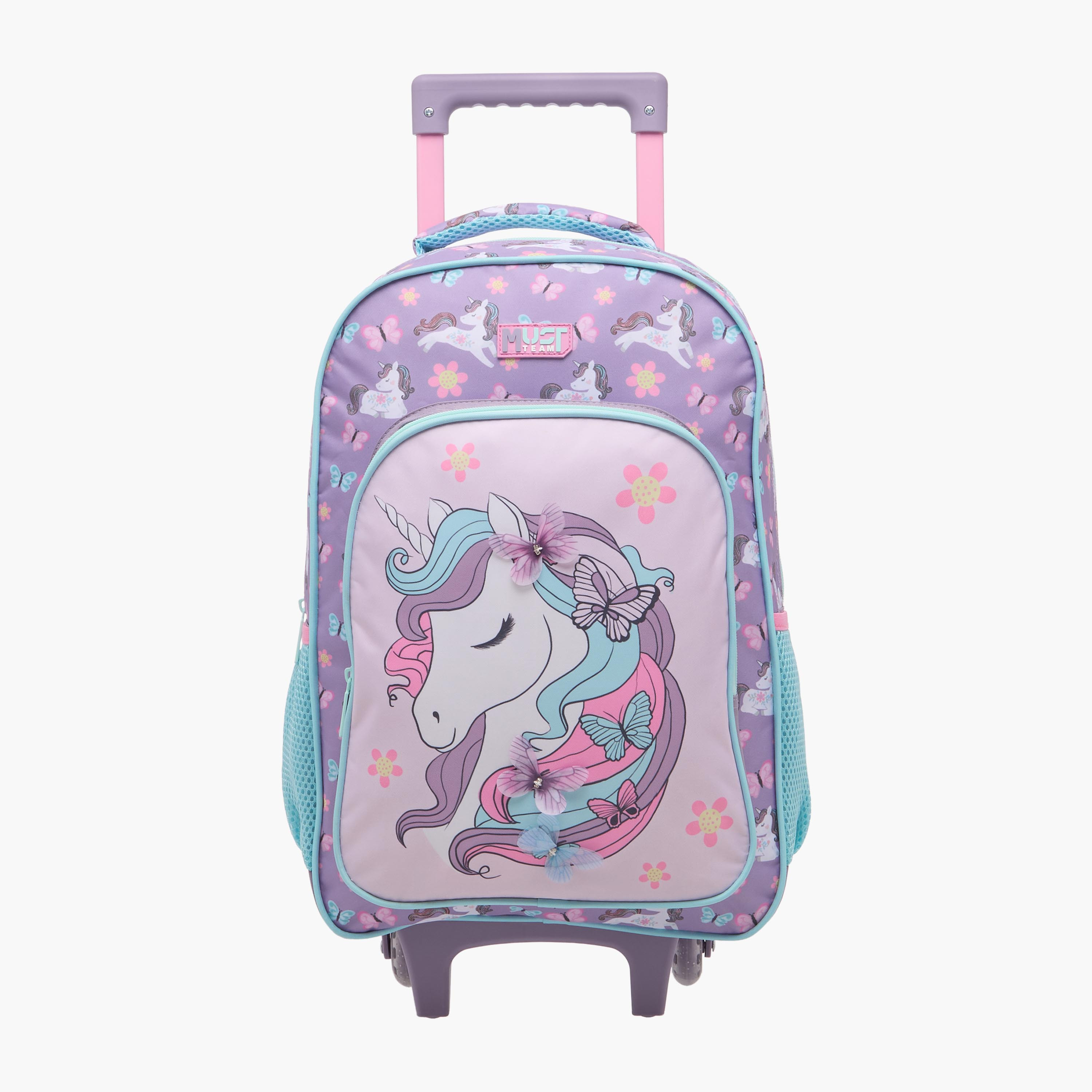 MUST Unicorn 3-Piece School Trolley Bag Set for Girls 5-8 Years with Lunch Bag and Pencil Pouch -promo_LS20_OMN-image-2