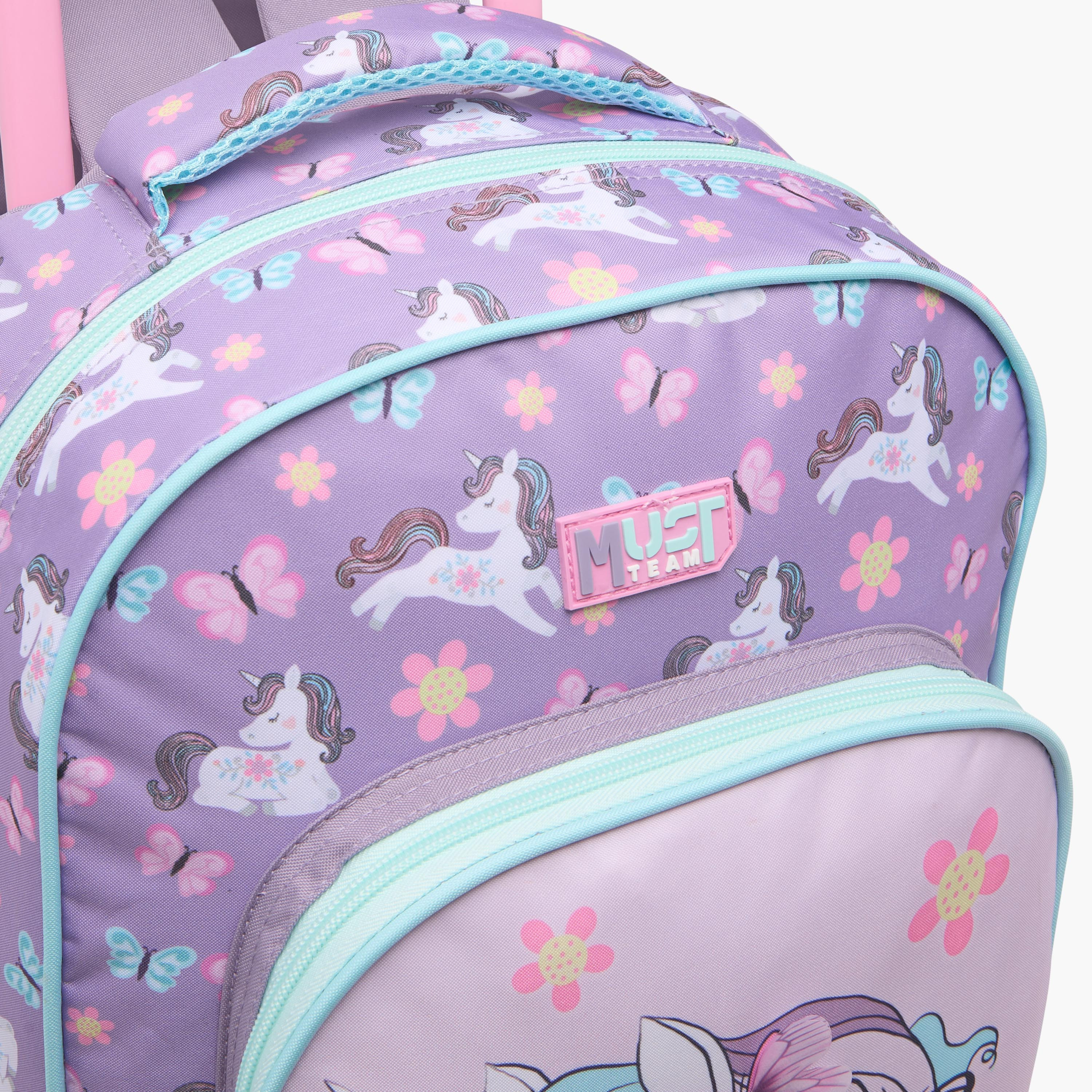 MUST Unicorn 3-Piece School Trolley Bag Set for Girls 5-8 Years with Lunch Bag and Pencil Pouch -promo_LS20_OMN-image-8