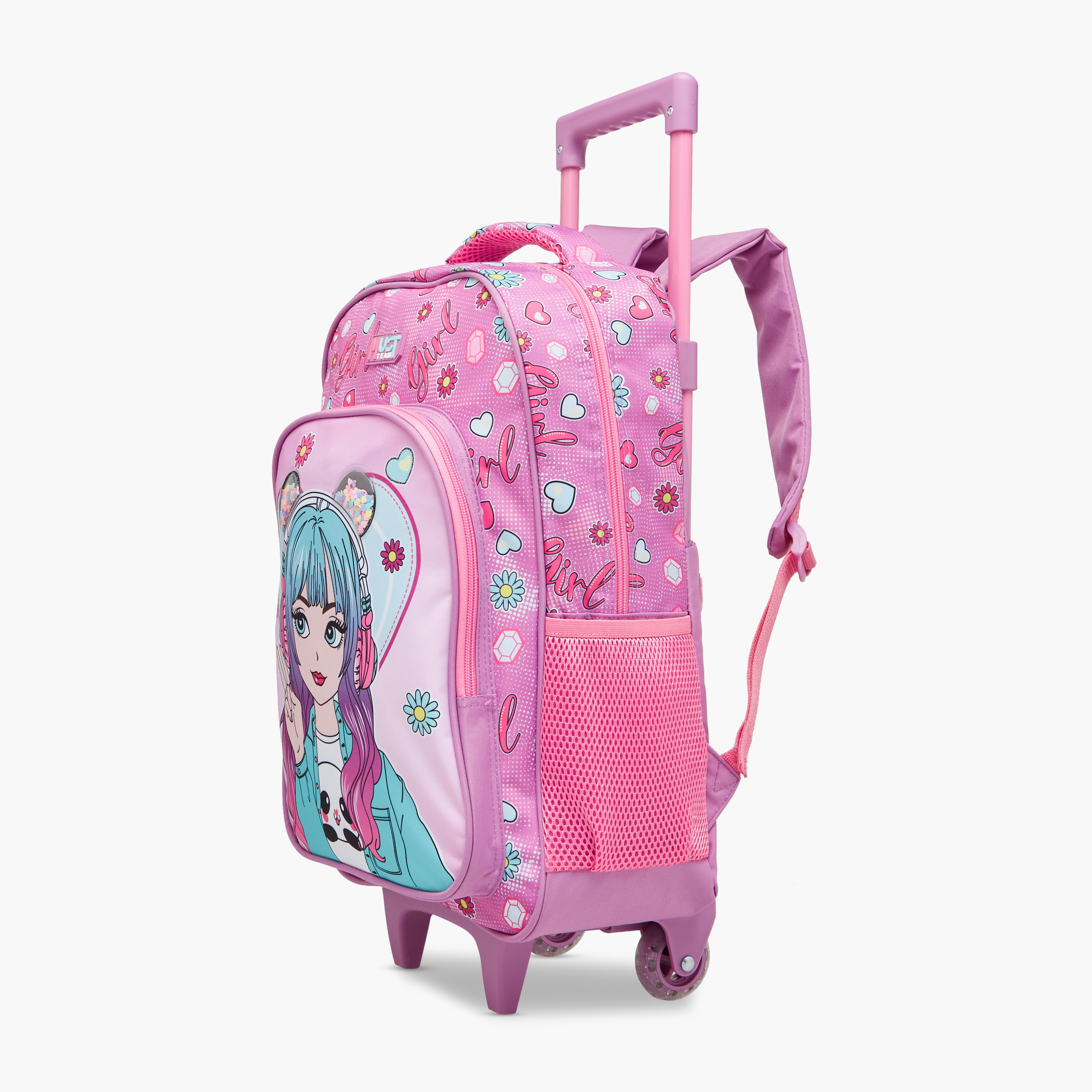 طقم شنطة ترولي مدرسية 3 قطع للبنات 5-8 سنوات مع شنطة غداء ومقلمة بطبعات من ماست-school-bagsandbackpacks-trolleybags-image-3
