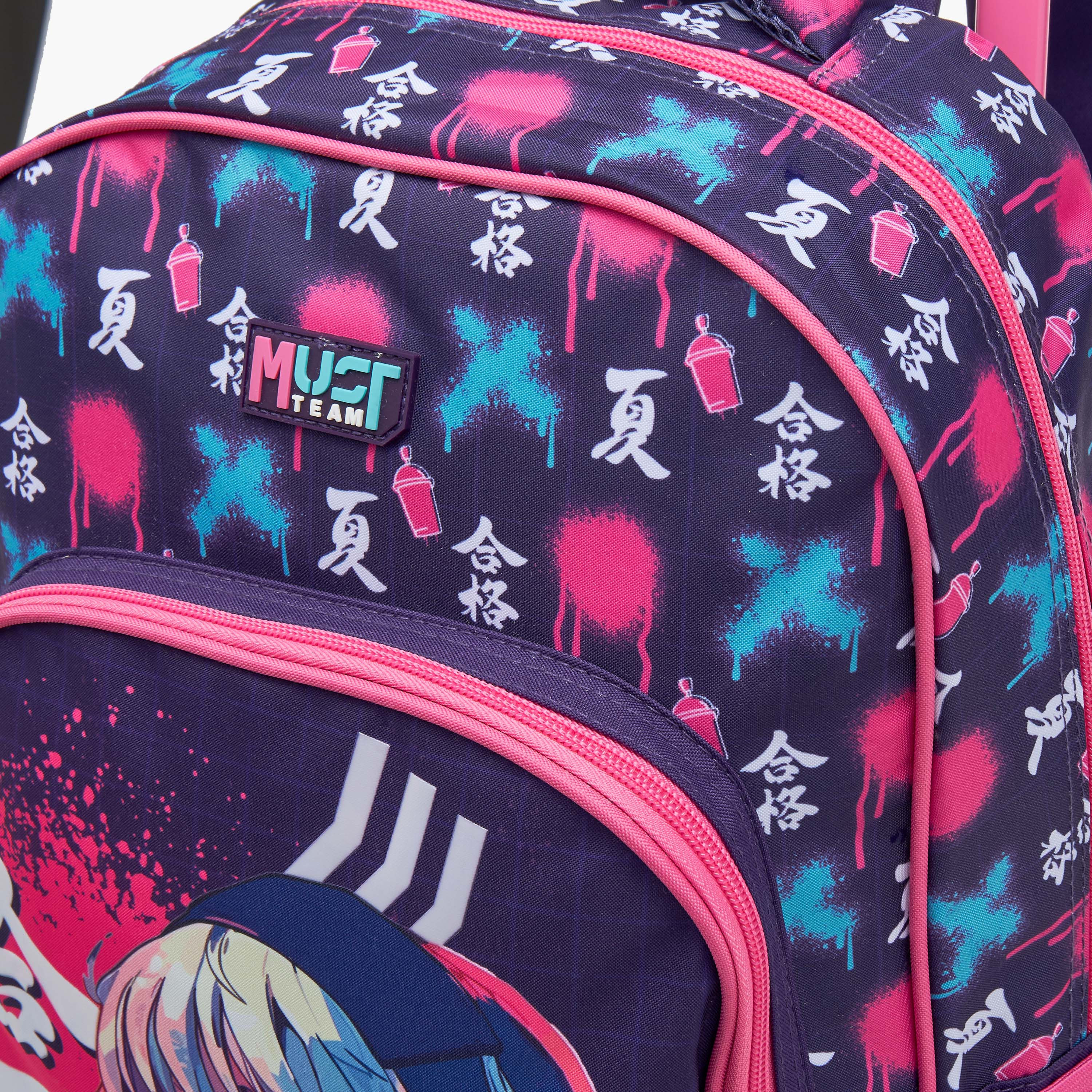 MUST Printed 3-Piece School Trolley Bag Set for Girls 5-8 Years with Lunch Bag and Pencil Pouch -promo_LS20_OMN-image-11
