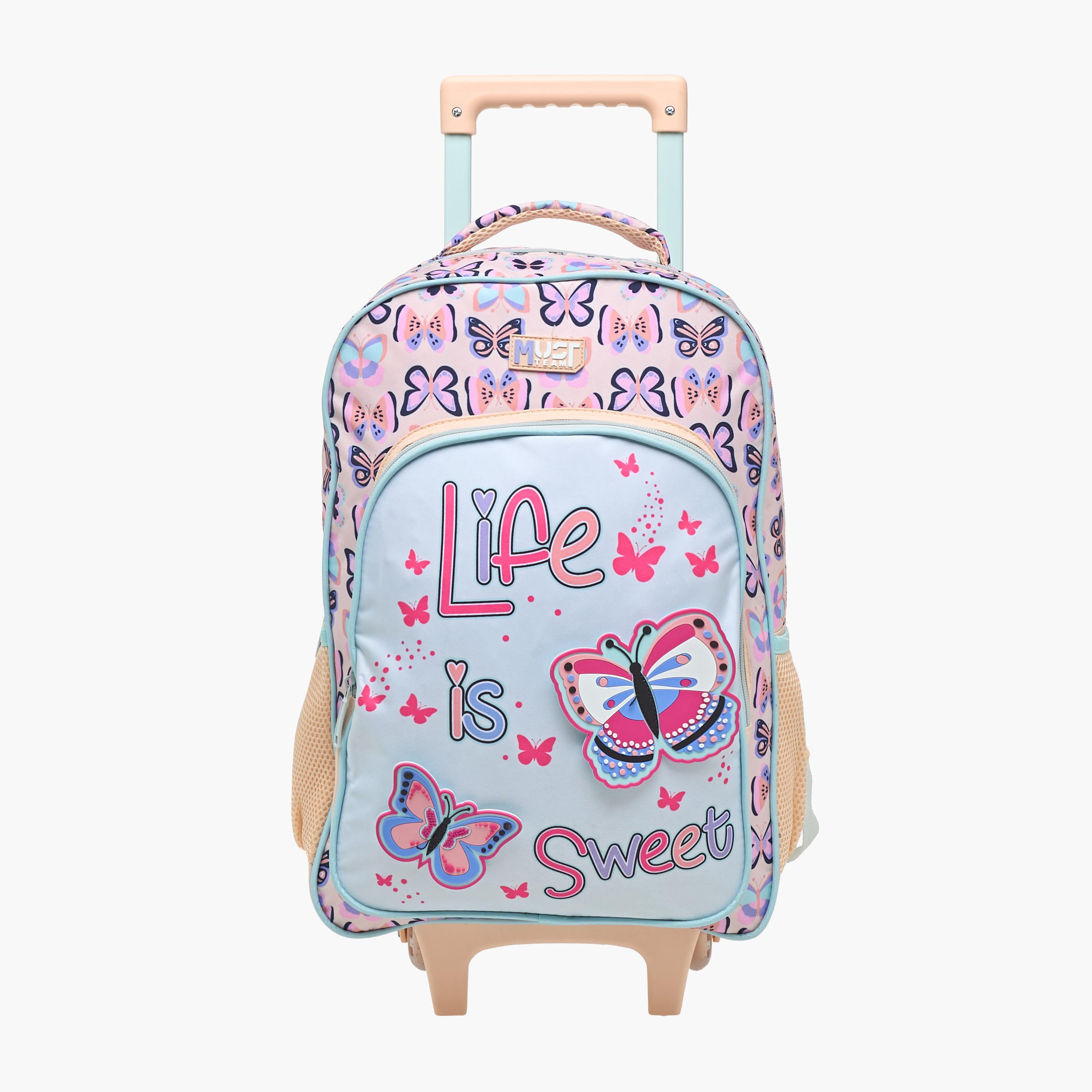 MUST Butterfly 3-Piece School Trolley Bag Set for Girls 5-8 Years with Lunch Bag and Pencil Pouch -promo_LS20_OMN-image-2