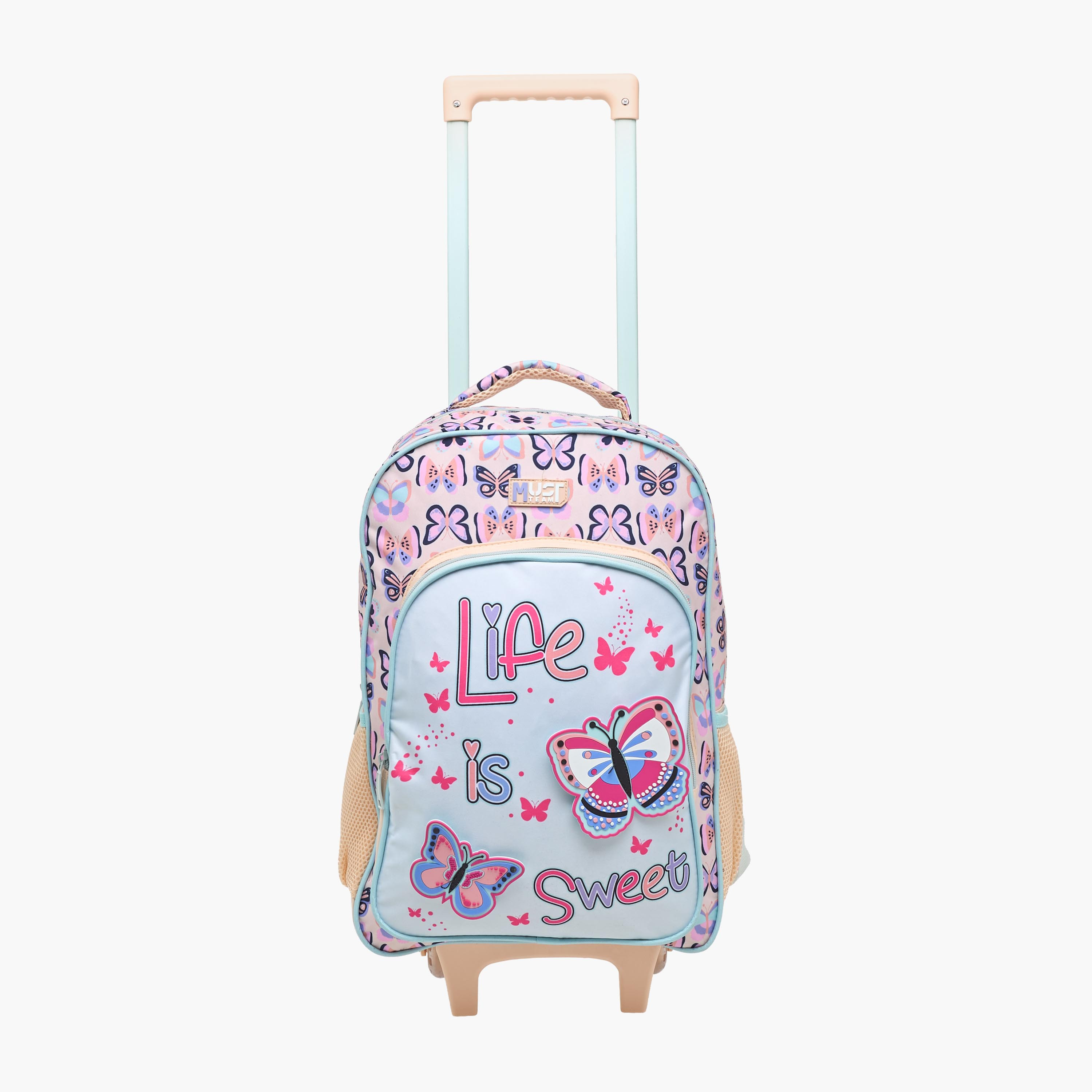 MUST Butterfly 3-Piece School Trolley Bag Set for Girls 5-8 Years with Lunch Bag and Pencil Pouch -school-bagsandbackpacks-trolleybags-image-3