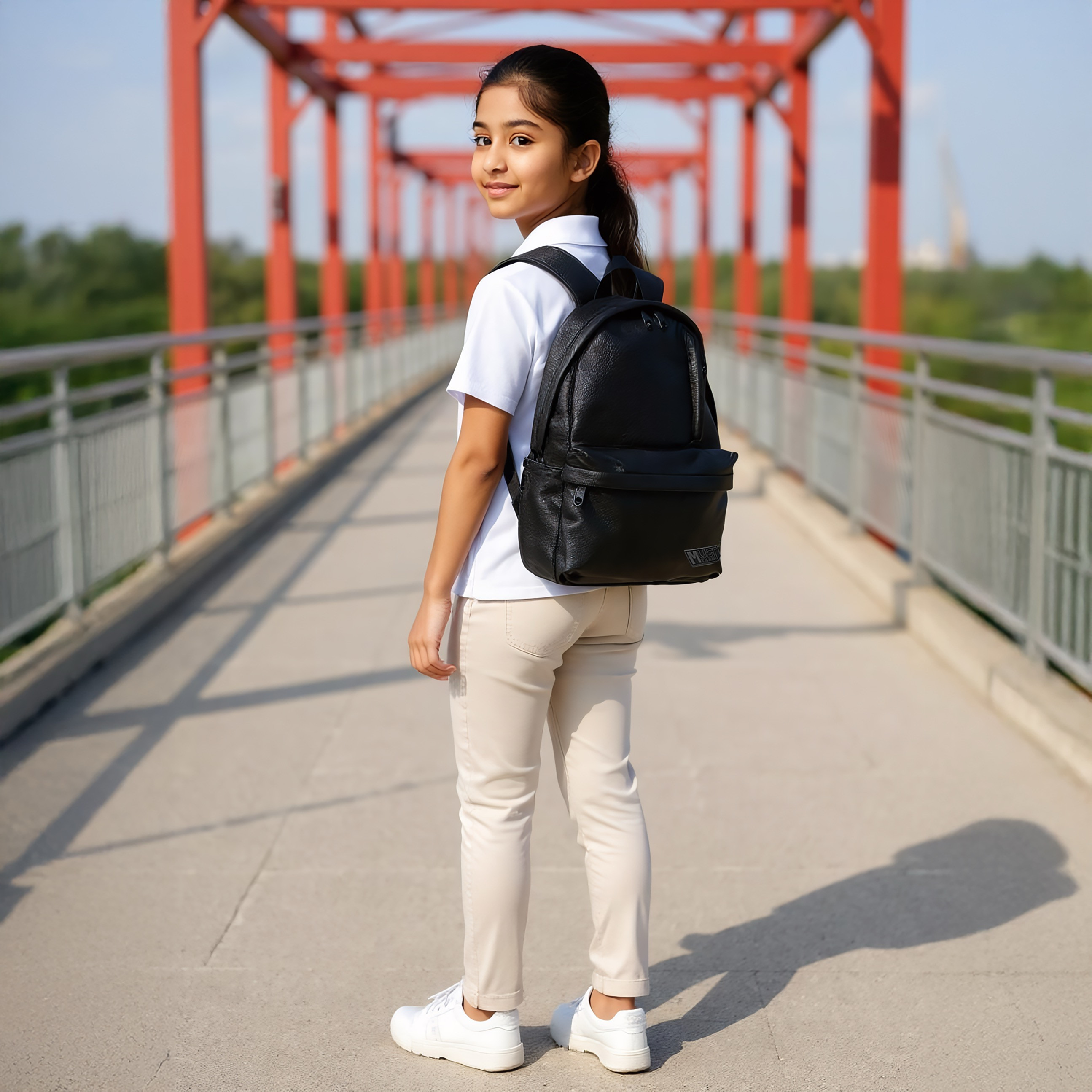 MUST Textured Backpack with Adjustable Shoulder Straps and Zip Closure - 32x17x42 cms-promo_LS20_OMN-image-2
