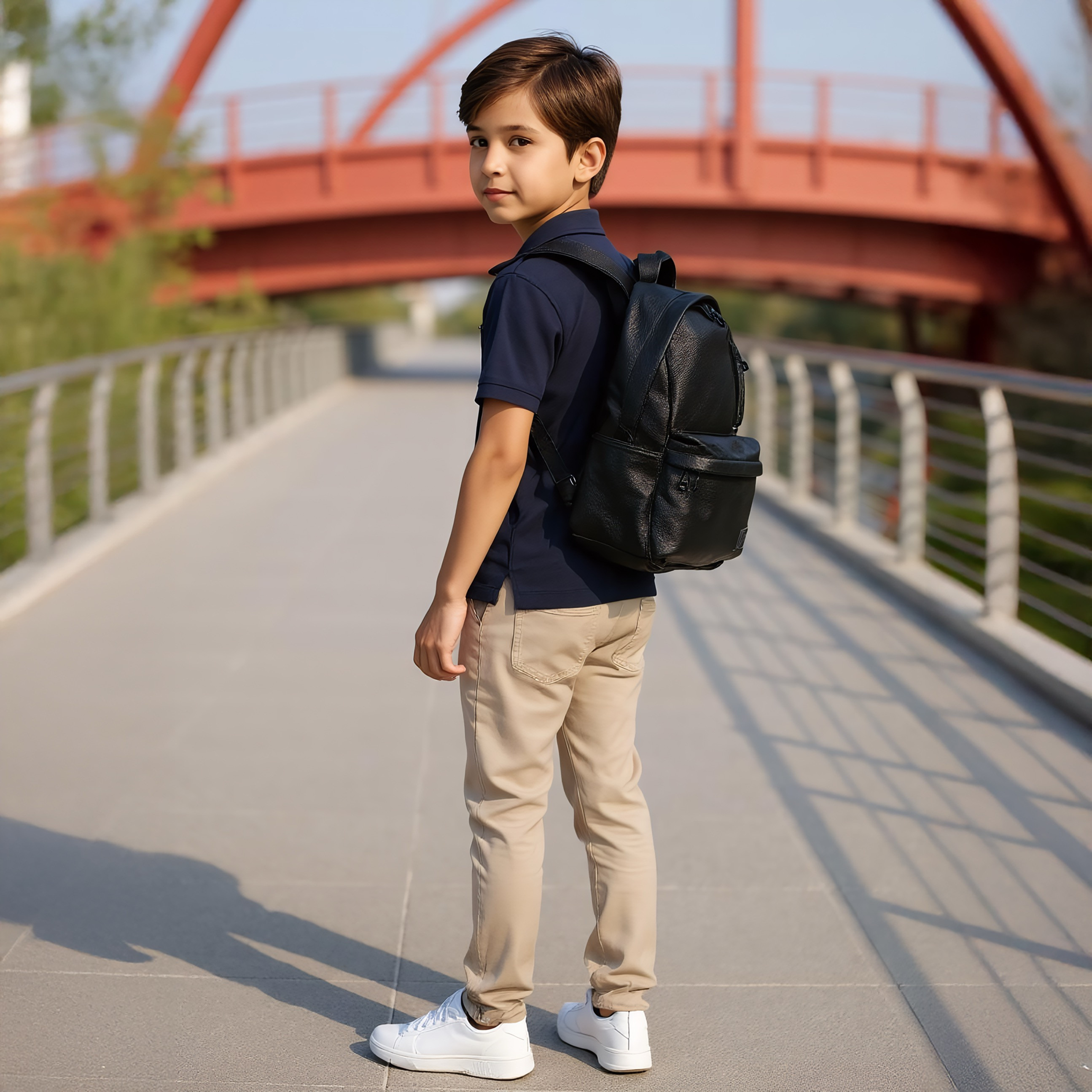 MUST Textured Backpack with Adjustable Shoulder Straps and Zip Closure - 32x17x42 cms-promo_LS20_OMN-image-3