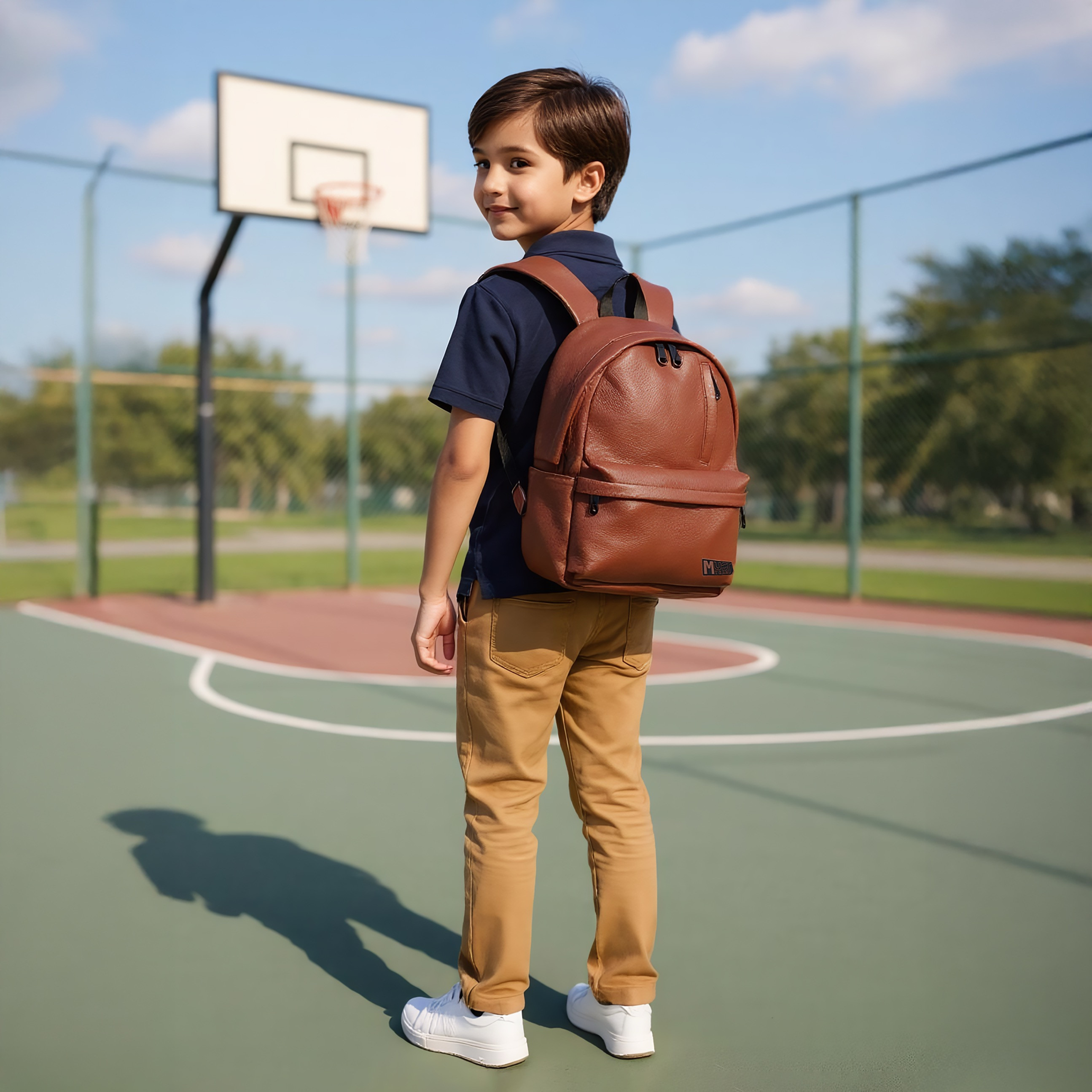 MUST Textured Backpack with Adjustable Shoulder Straps and Zip Closure - 32x17x42 cms-school-bagsandbackpacks-backpacks-image-3