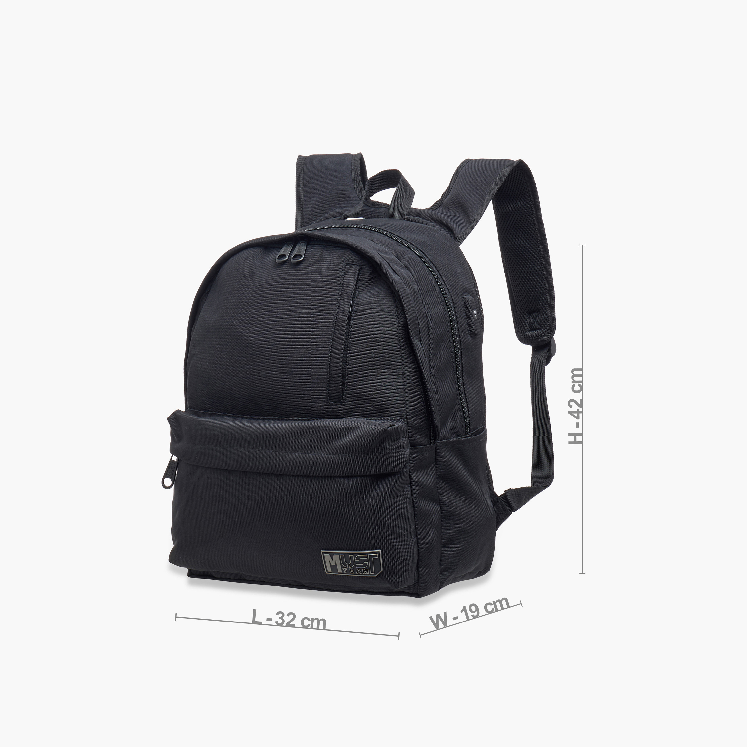 MUST Logo Applique Backpack with Adjustable Straps and Zip Closure - 32x19x42 cms-school-bagsandbackpacks-backpacks-image-2