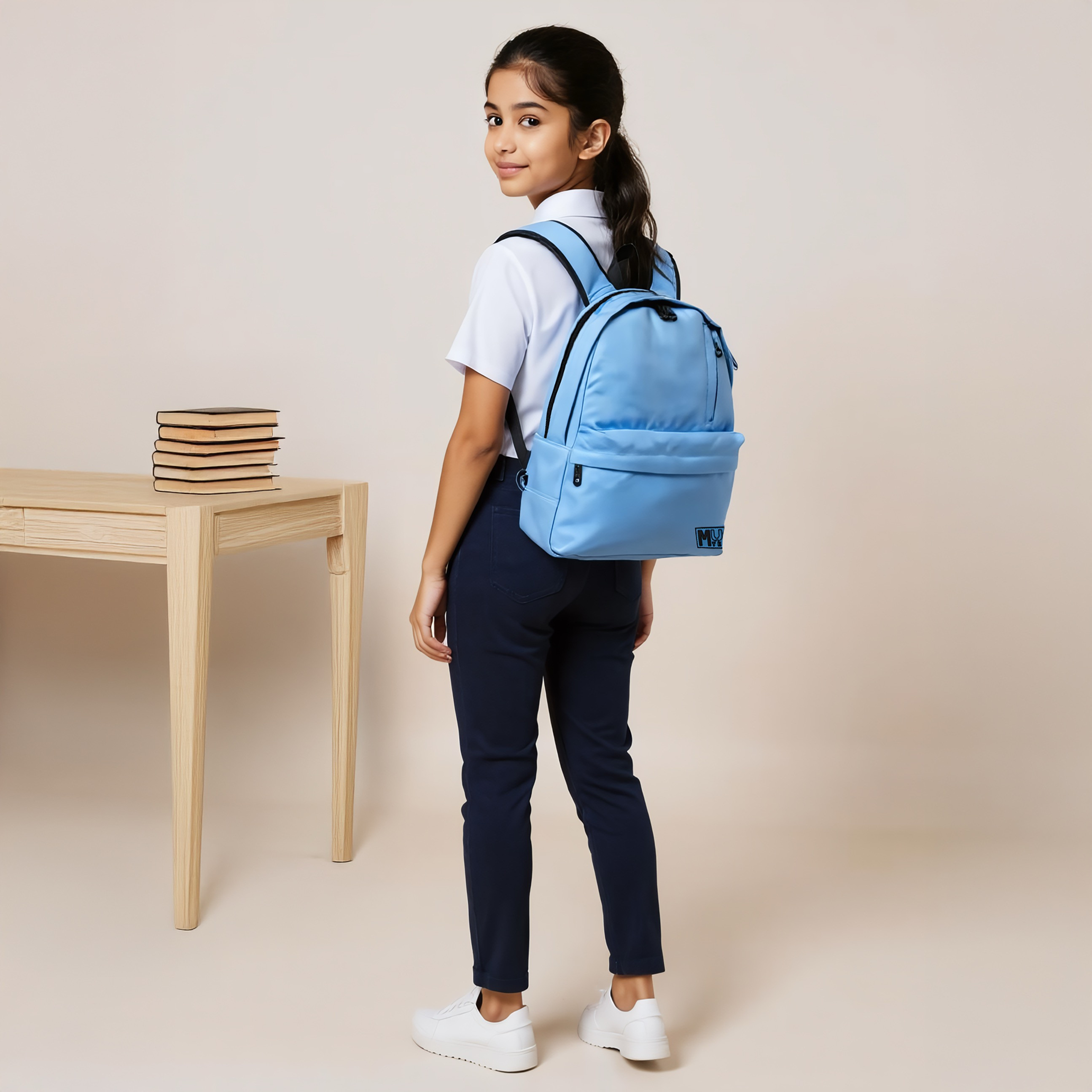 MUST Logo Applique Backpack with Zip Closure and Laptop Compartment - 32x19x42 cms-school-bagsandbackpacks-backpacks-image-2