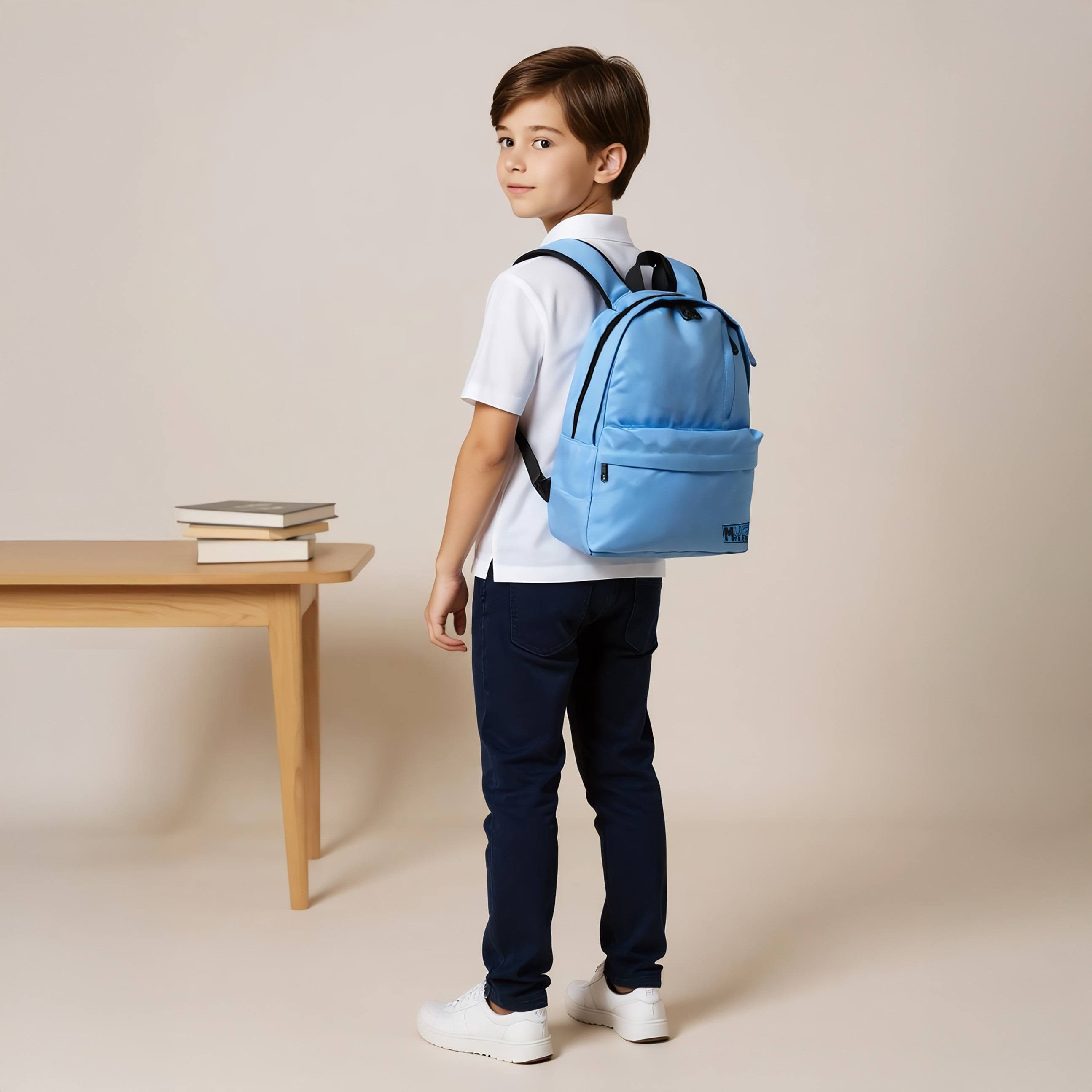 MUST Logo Applique Backpack with Zip Closure and Laptop Compartment - 32x19x42 cms-school-bagsandbackpacks-backpacks-image-3