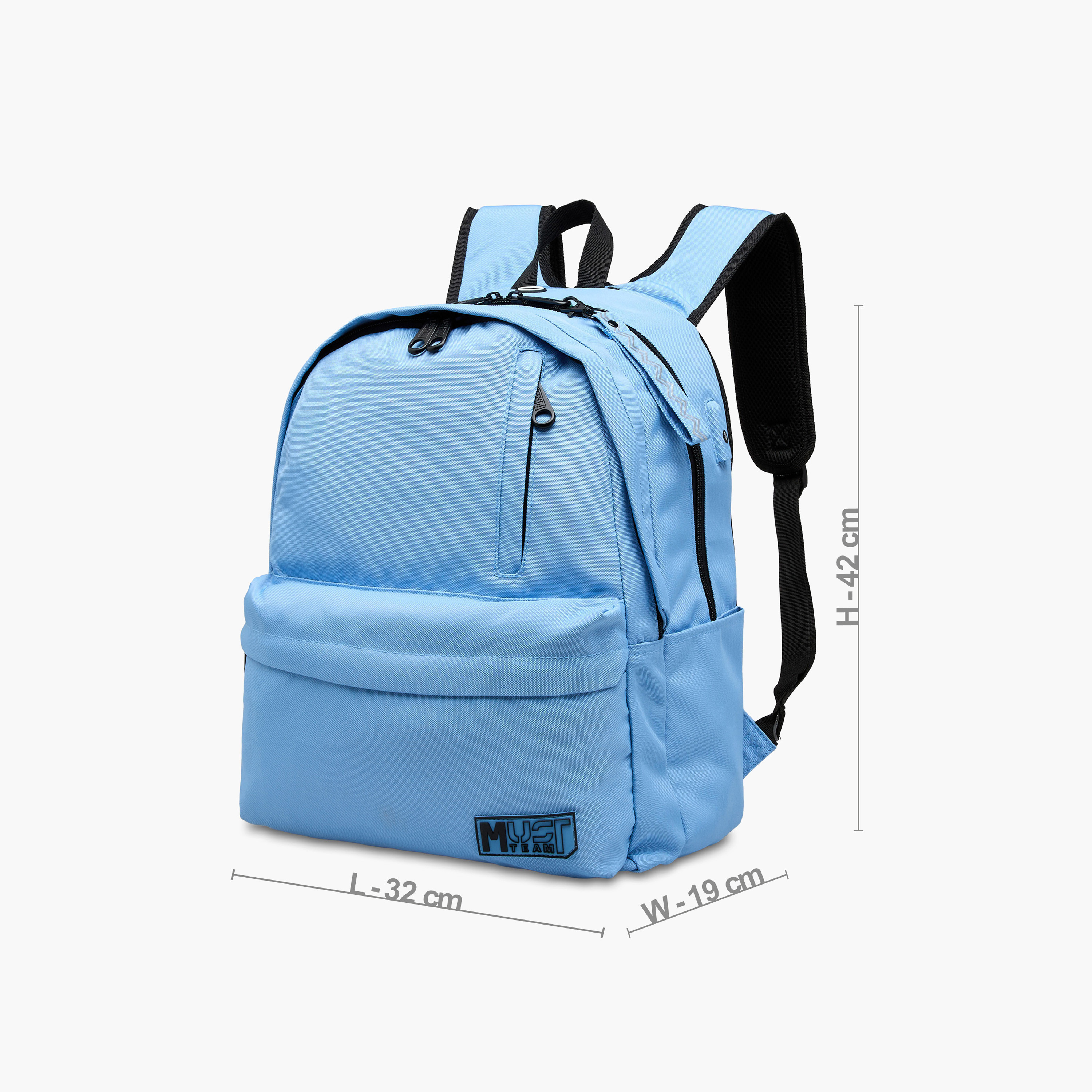 MUST Logo Applique Backpack with Zip Closure and Laptop Compartment - 32x19x42 cms-school-bagsandbackpacks-backpacks-image-4