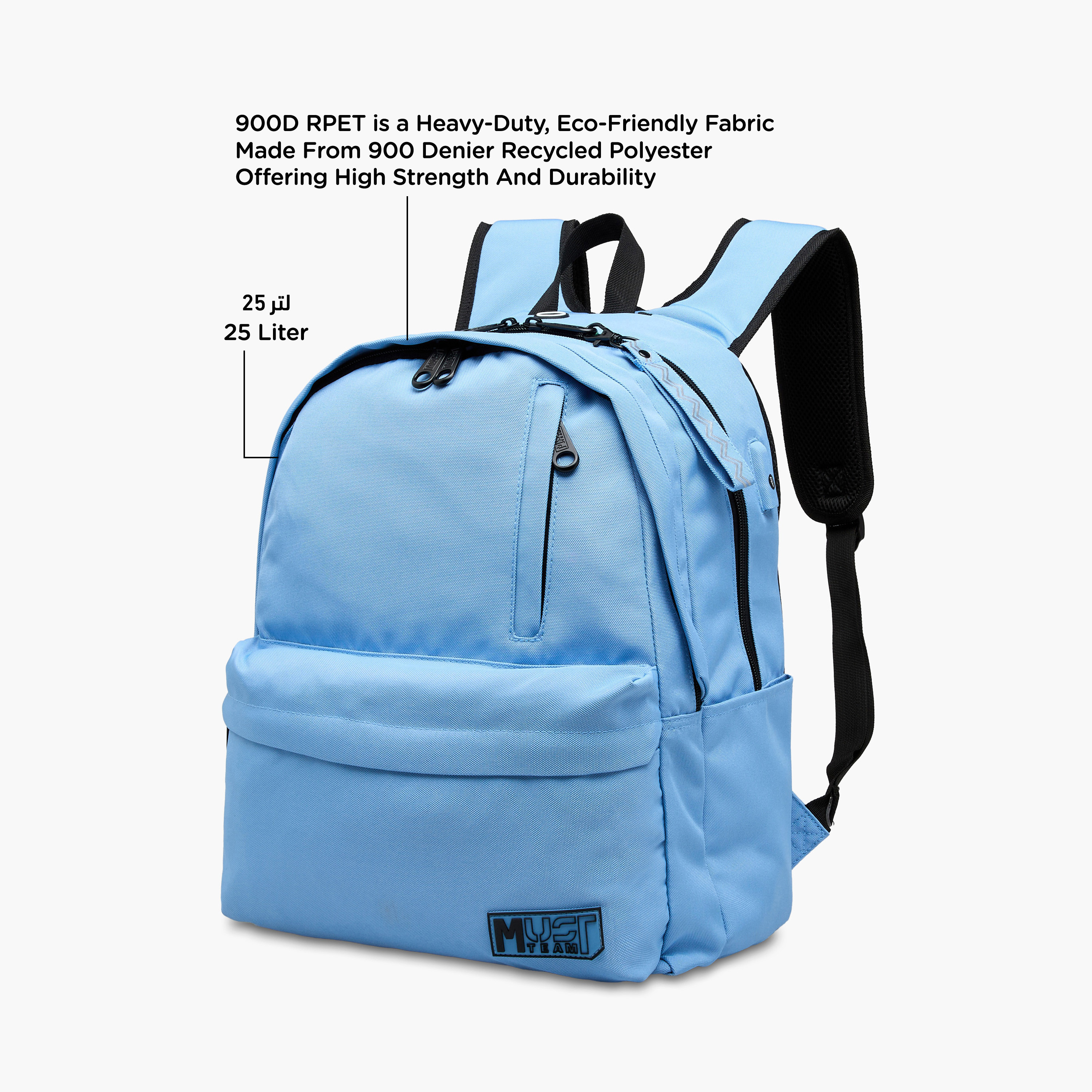 MUST Logo Applique Backpack with Zip Closure and Laptop Compartment - 32x19x42 cms-school-bagsandbackpacks-backpacks-image-8