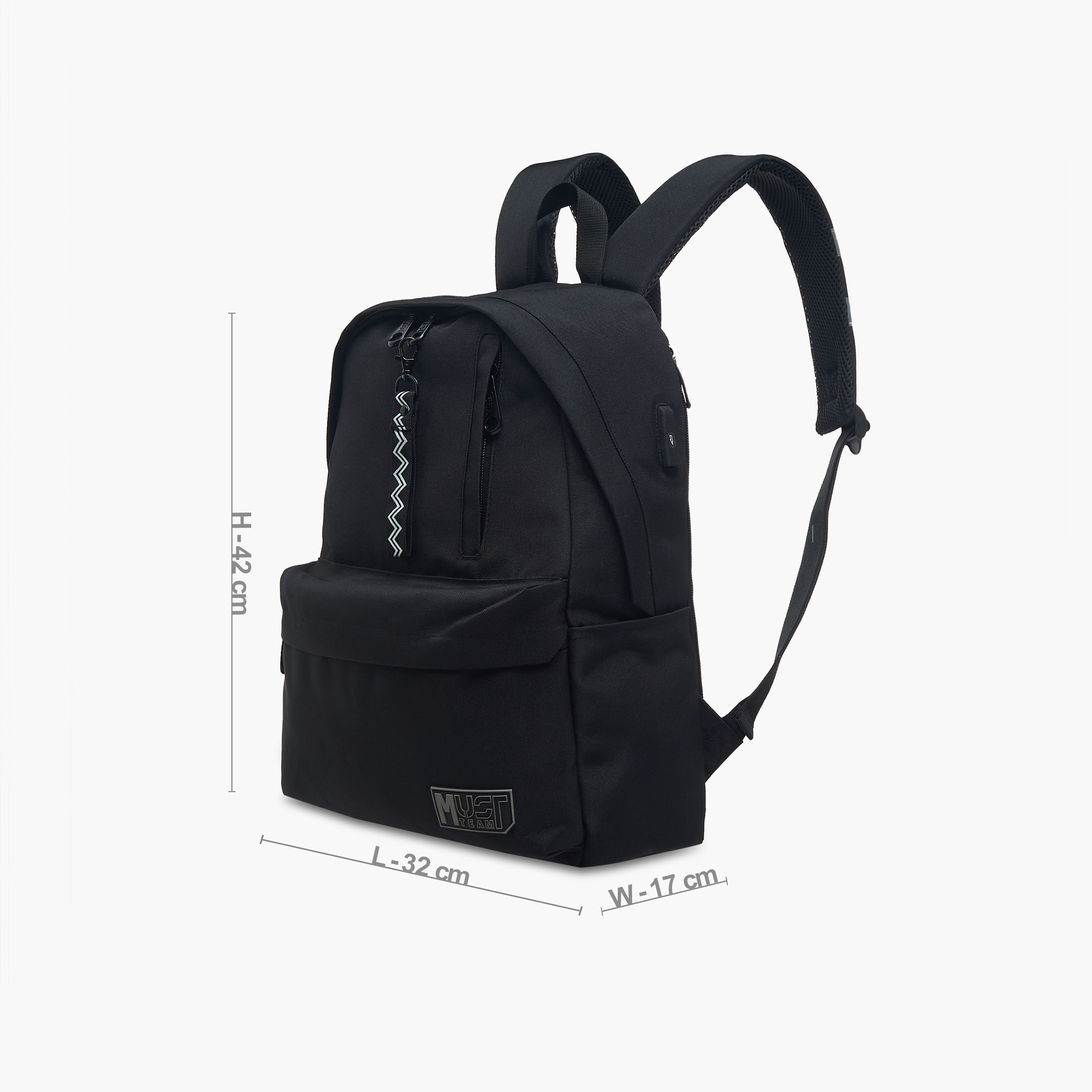 MustTeam Textured Backpack with Zip Closure and Adjustable Strap - 32x17x42 cms-school-bagsandbackpacks-backpacks-image-4