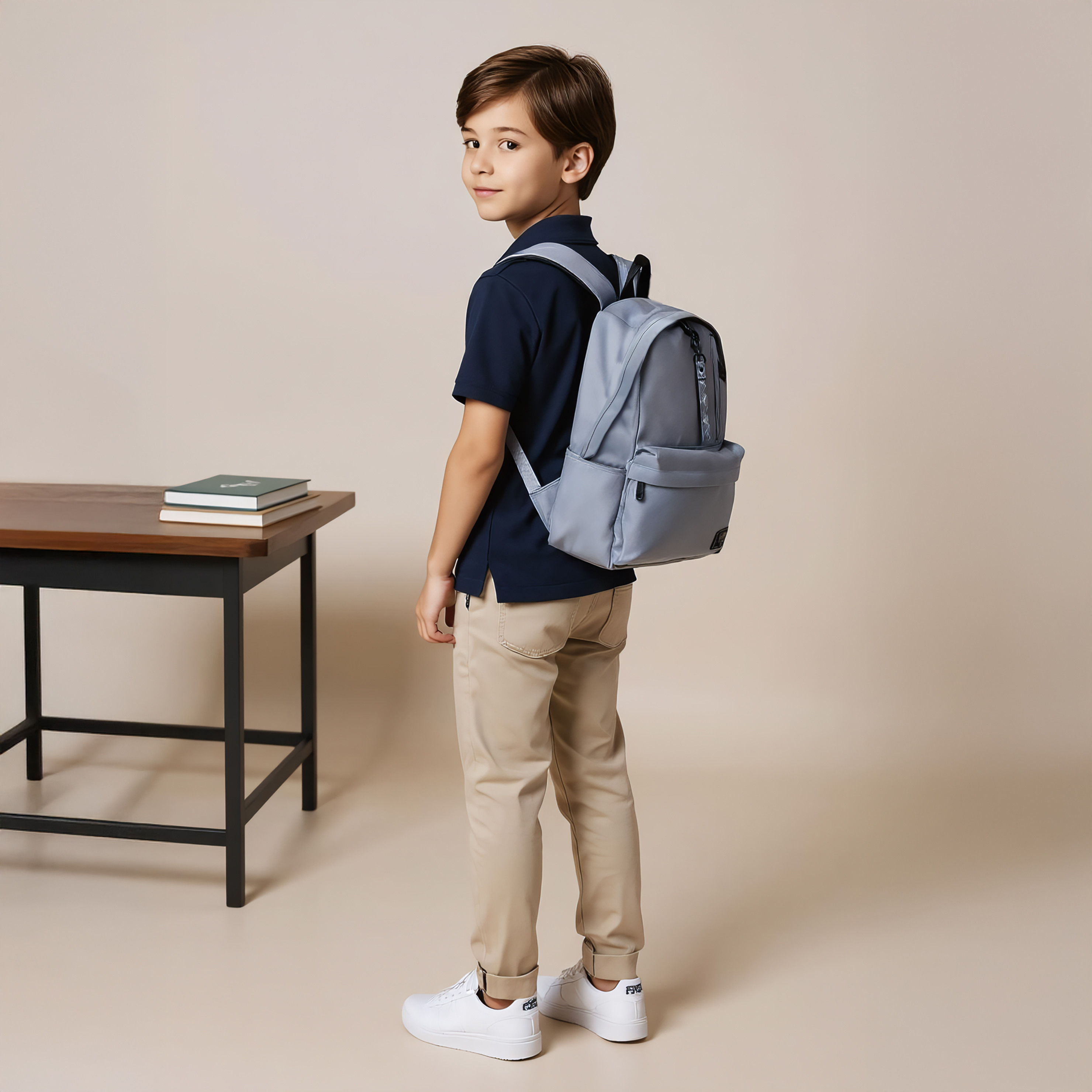 MUST Logo Applique Backpack with Adjustable Straps and Zip Closure - 32x17x42 cms-promo_LS20_OMN-image-2