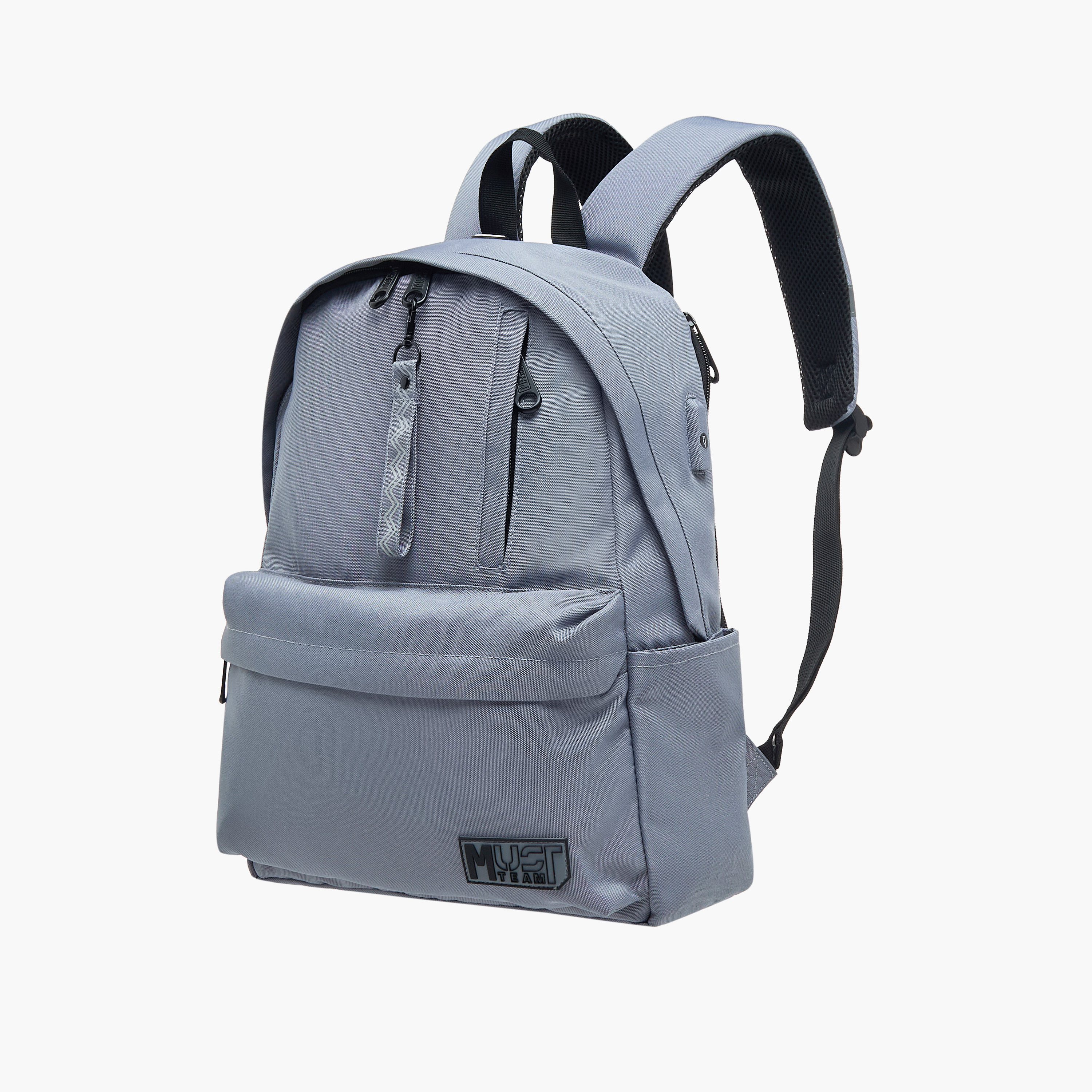 MUST Logo Applique Backpack with Adjustable Straps and Zip Closure - 32x17x42 cms-promo_LS20_OMN-image-4