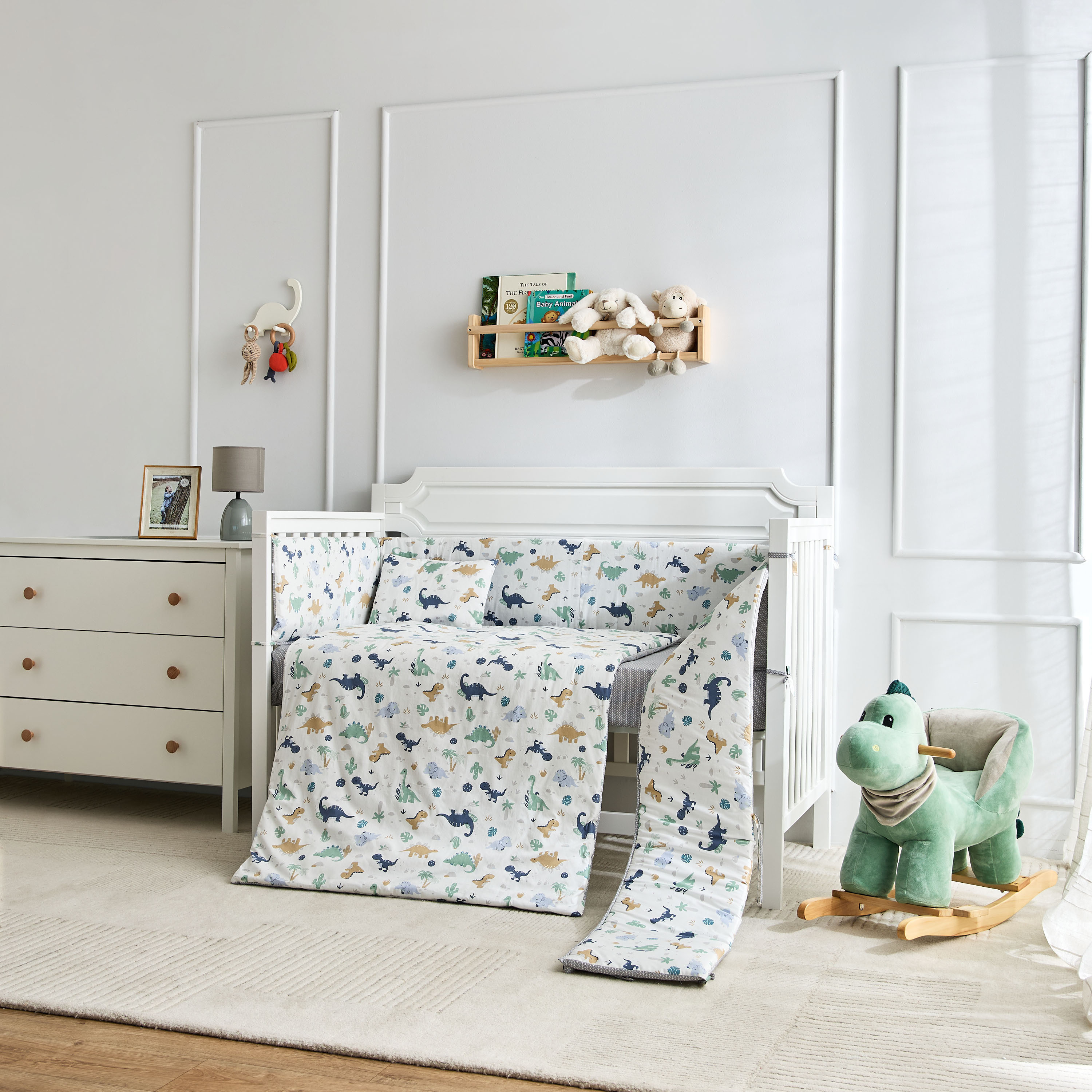 طقم مفروشات بطبعات ديناصورات من جونيورز - 4 قطع - 90×130 سم-baby-nursery-babybedding-image-10