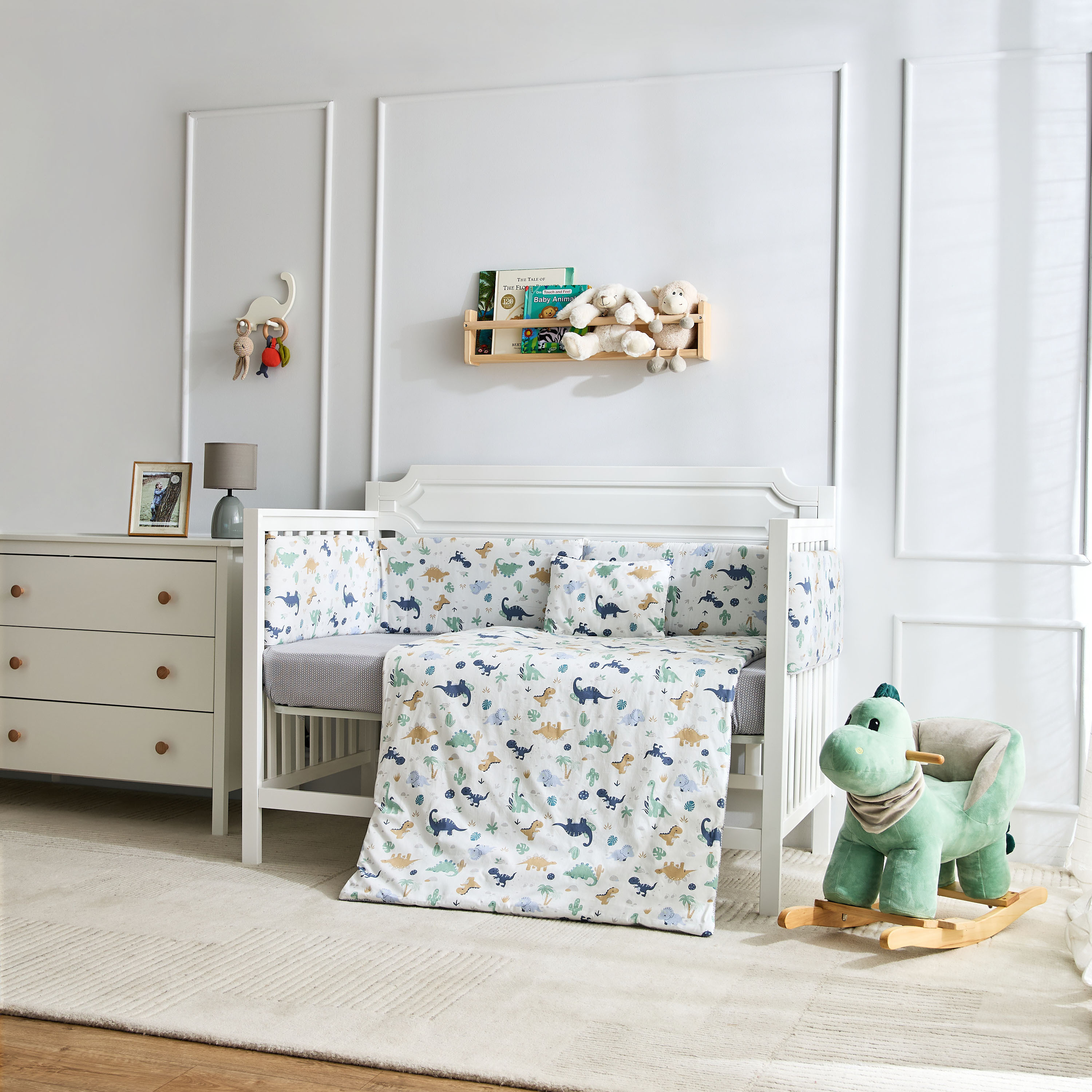 طقم مفروشات بطبعات ديناصورات من جونيورز - 4 قطع - 90×130 سم-baby-nursery-babybedding-image-14