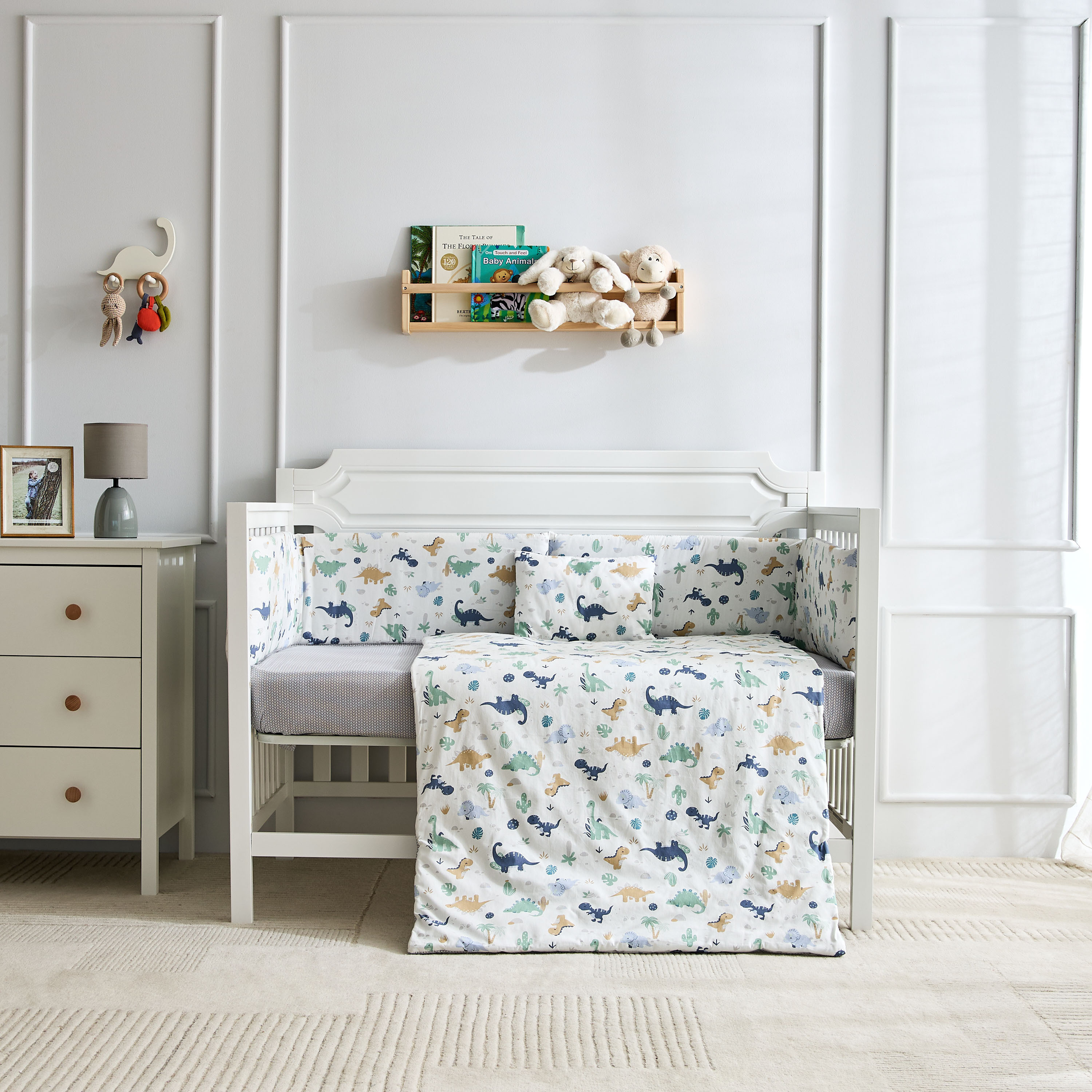 طقم مفروشات بطبعات ديناصورات من جونيورز - 4 قطع - 90×130 سم-baby-nursery-babybedding-image-6