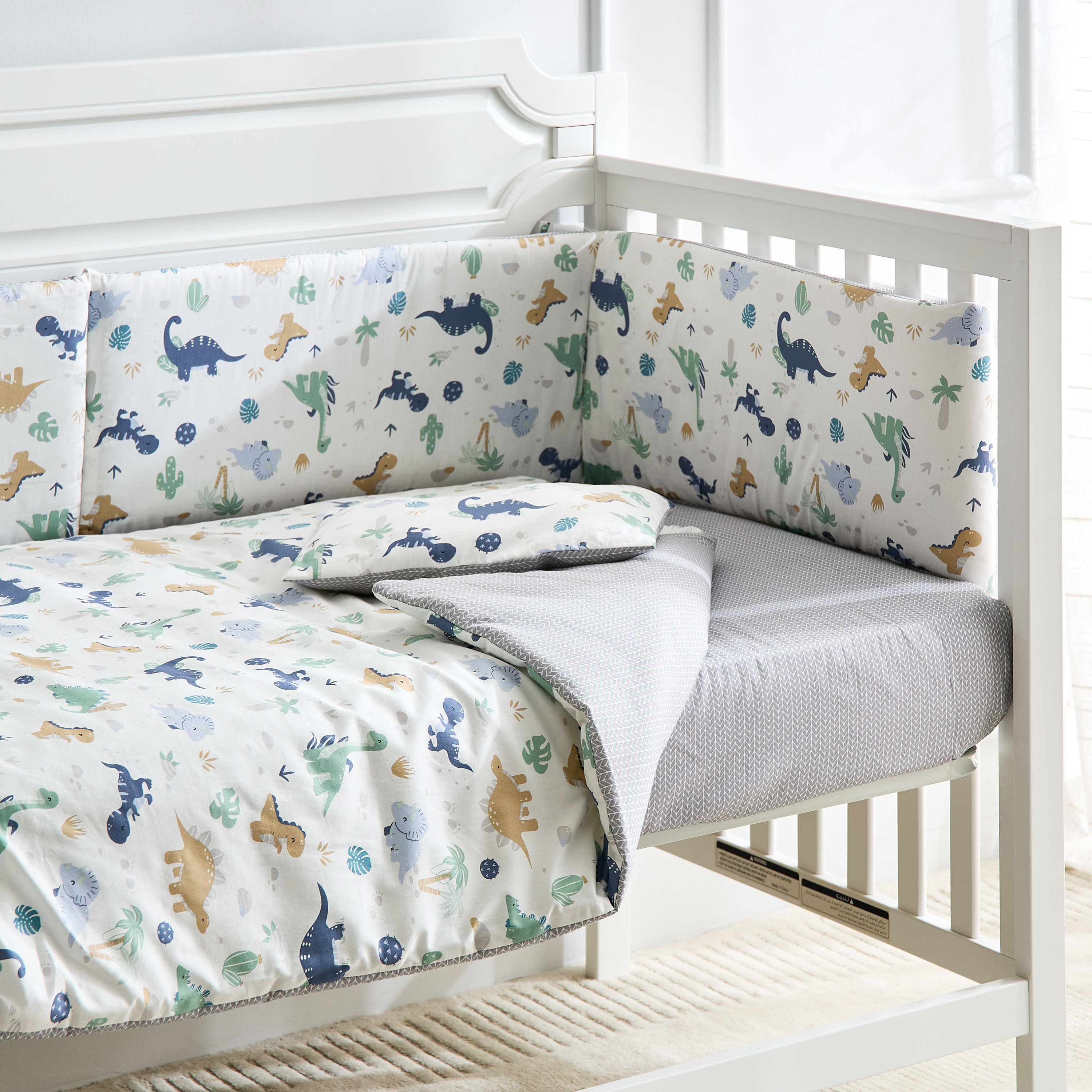 طقم مفروشات بطبعات ديناصورات من جونيورز - 4 قطع - 90×130 سم-baby-nursery-babybedding-image-6