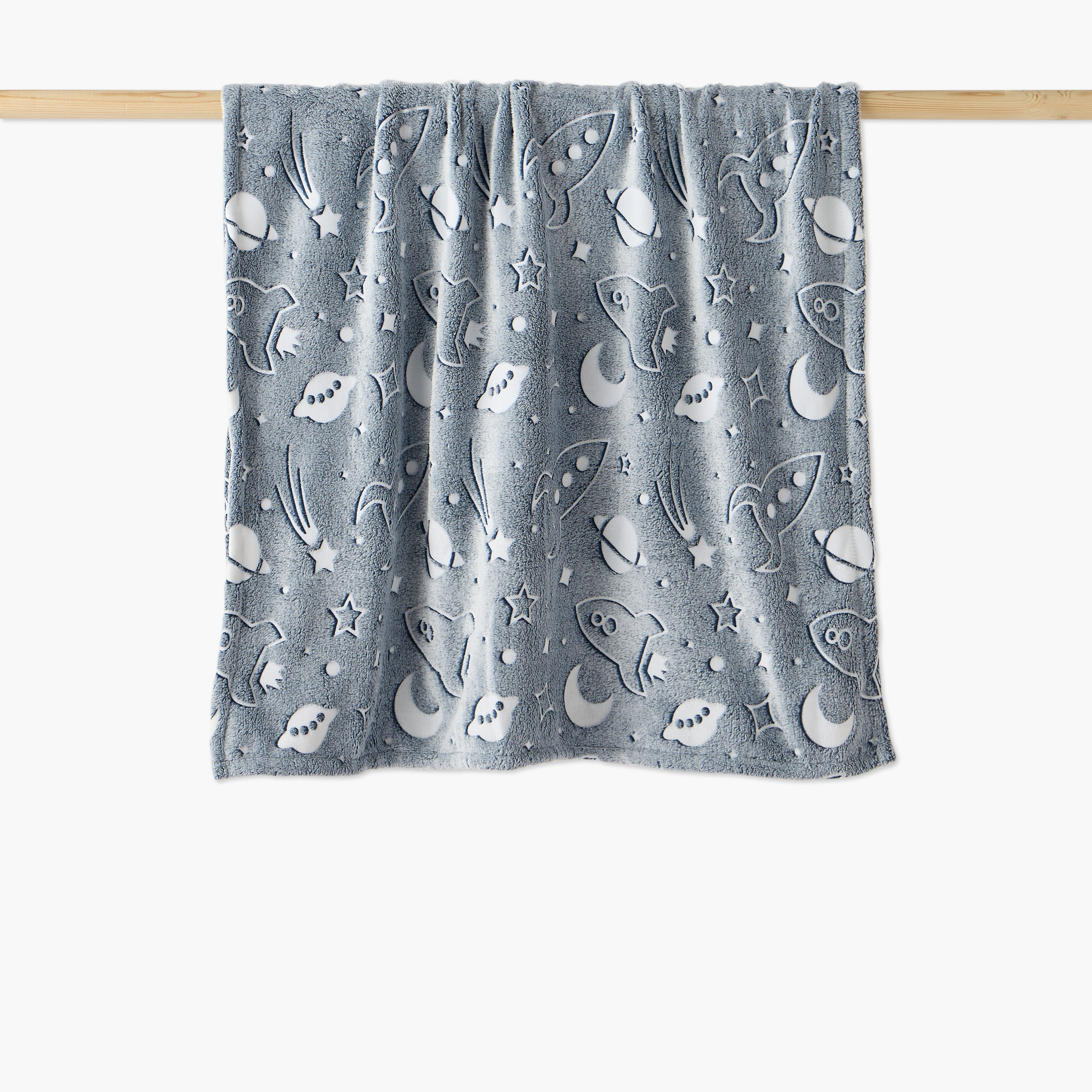 Juniors Space Print Glow-in-the-Dark Raschel Blanket - 100x150 cm-baby-nursery-blanketsandswaddles-blanketsandquilts-image-1