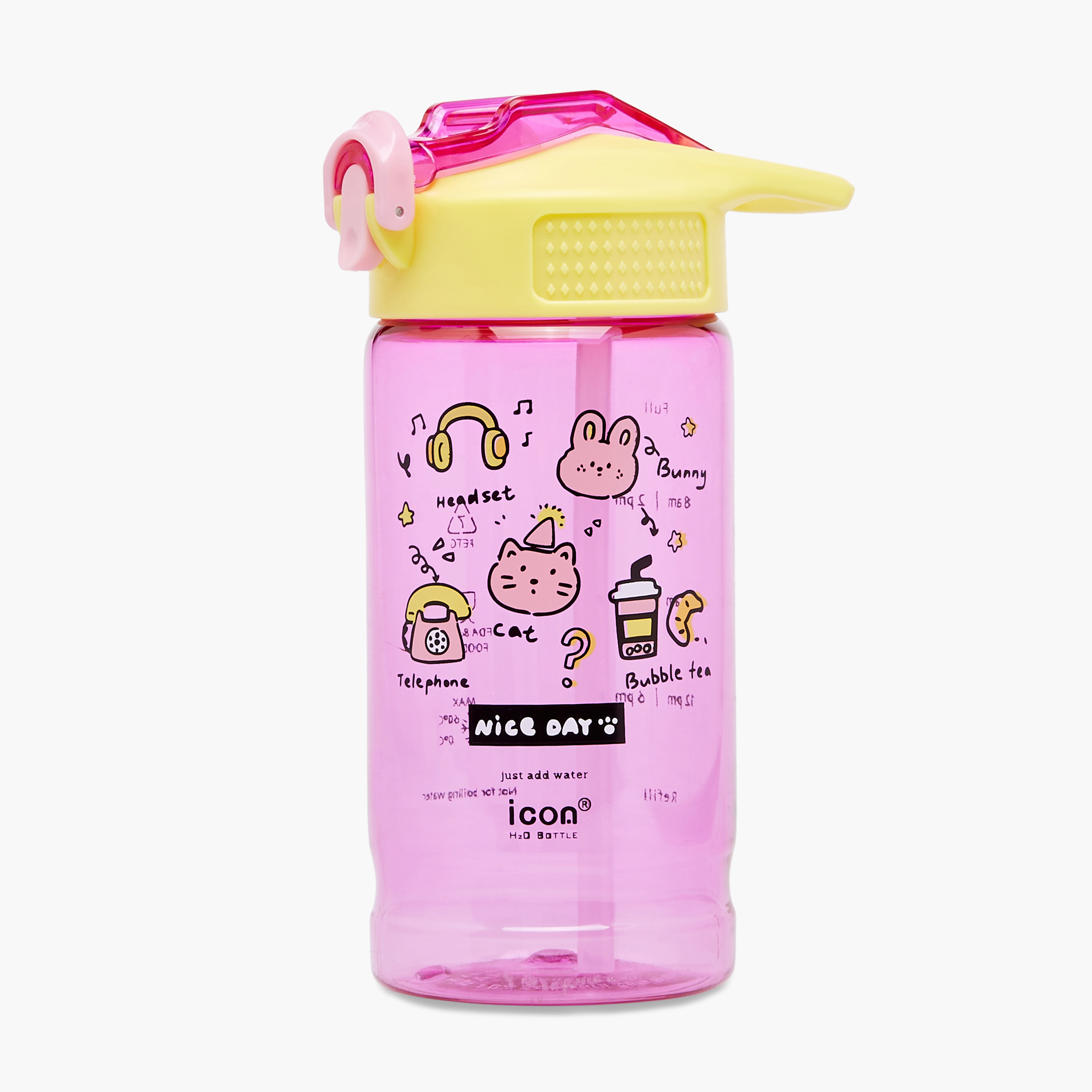 icon Doodle Plastic Water Bottle with BPA-Free – 500 ml-school-waterbottles-image-1