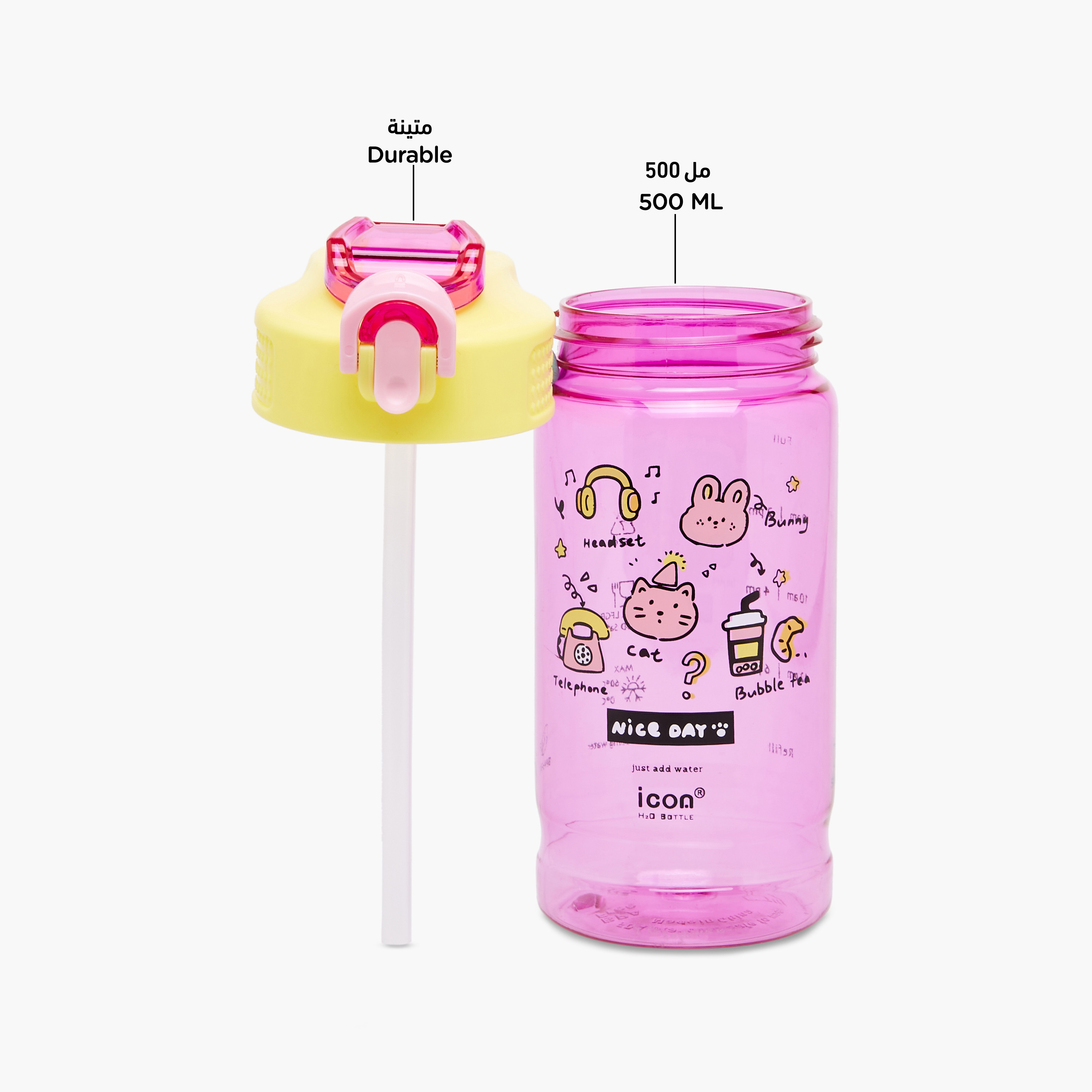 icon Doodle Plastic Water Bottle with BPA-Free – 500 ml-school-waterbottles-image-6