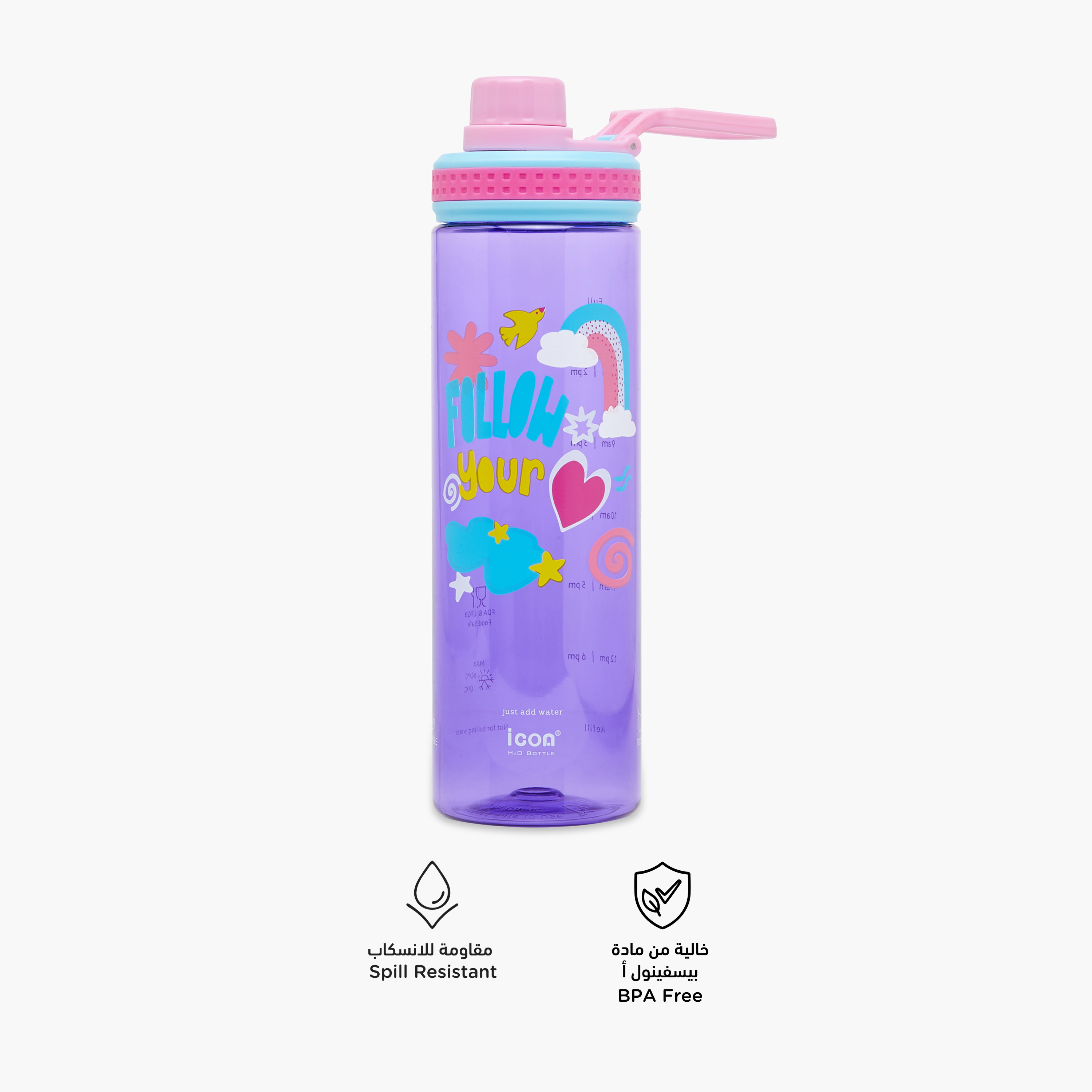 icon Printed Plastic Water Bottle with BPA-Free – 700 ml-school-waterbottles-image-2