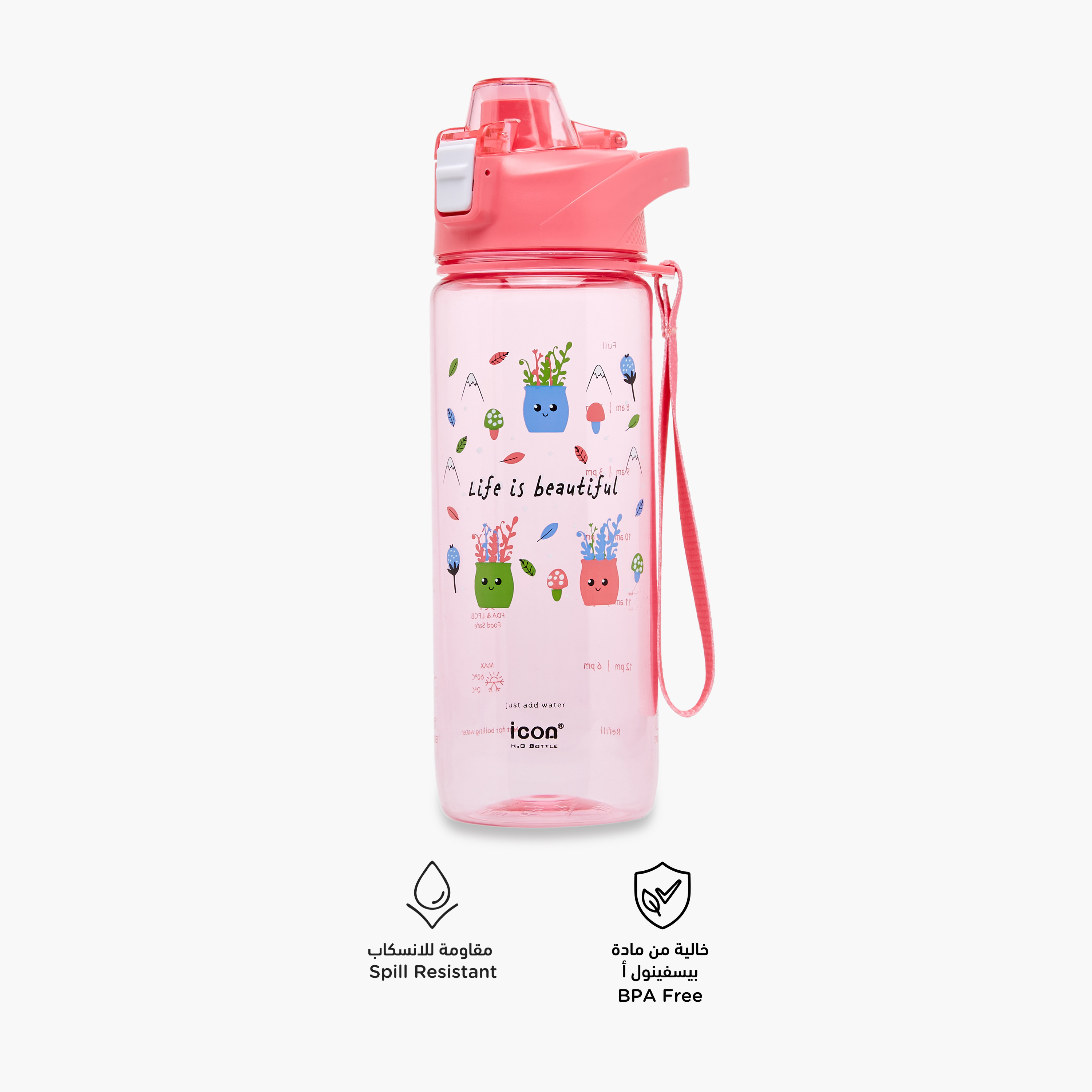 icon Printed Plastic Water Bottle with Sipper and BPA-Free – 750 ml-school-waterbottles-image-2