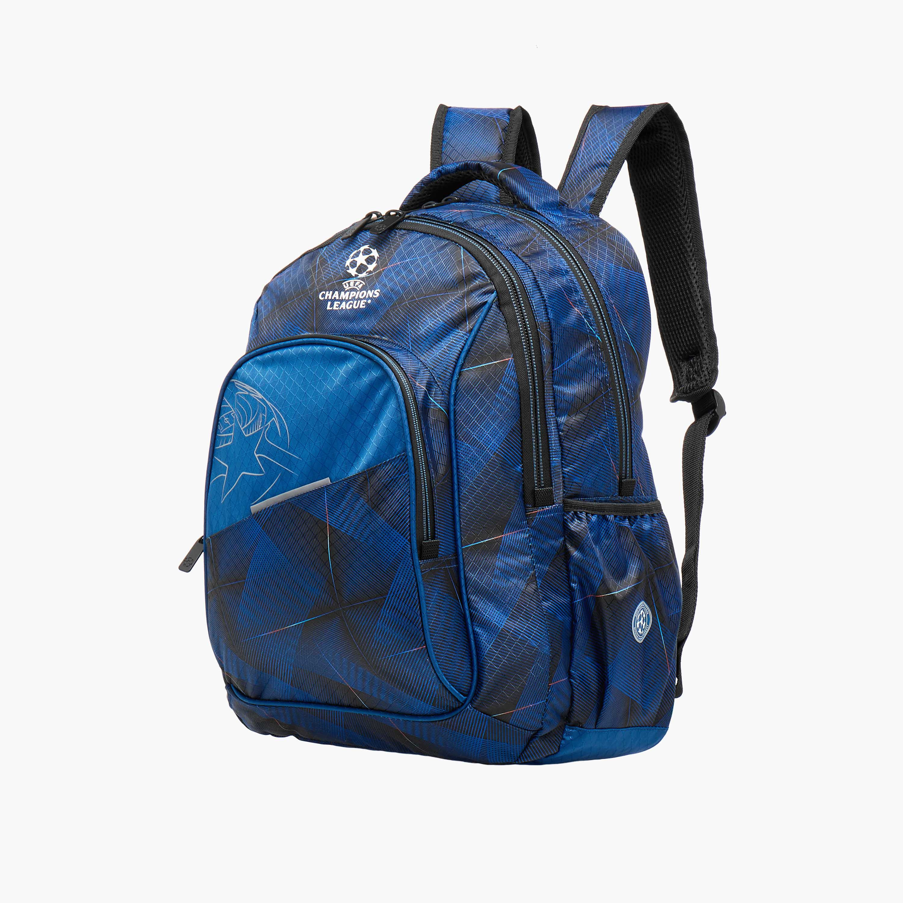 Champions League Printed Backpack with Adjustable Straps and Zip Closure - 34x15x46 cms-school-bagsandbackpacks-backpacks-image-2