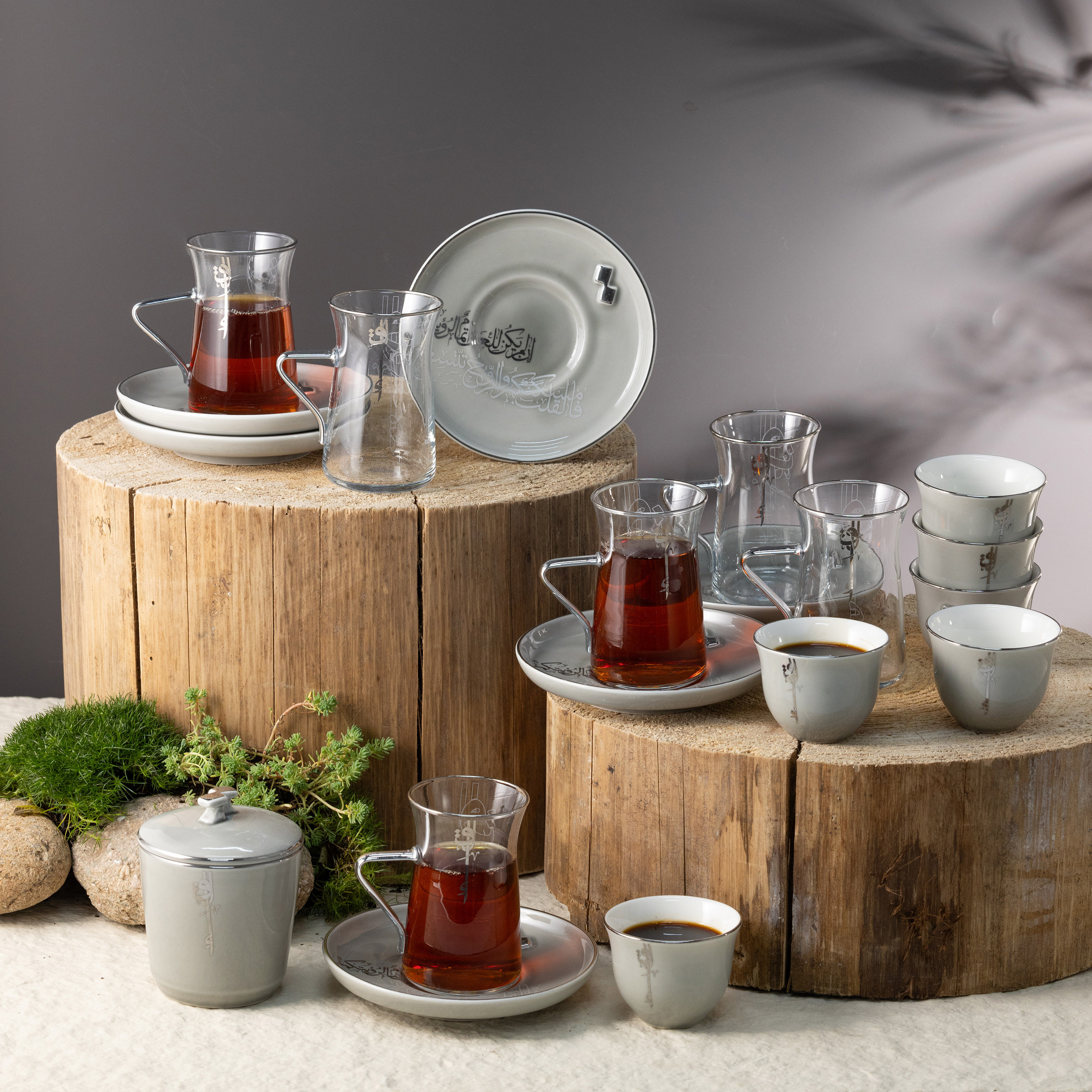 Otantik Lqaa 19-Piece Cup and Saucer Set with Sugar Pot-household-dining-teaandcoffee-teaandcoffeesets-image-1