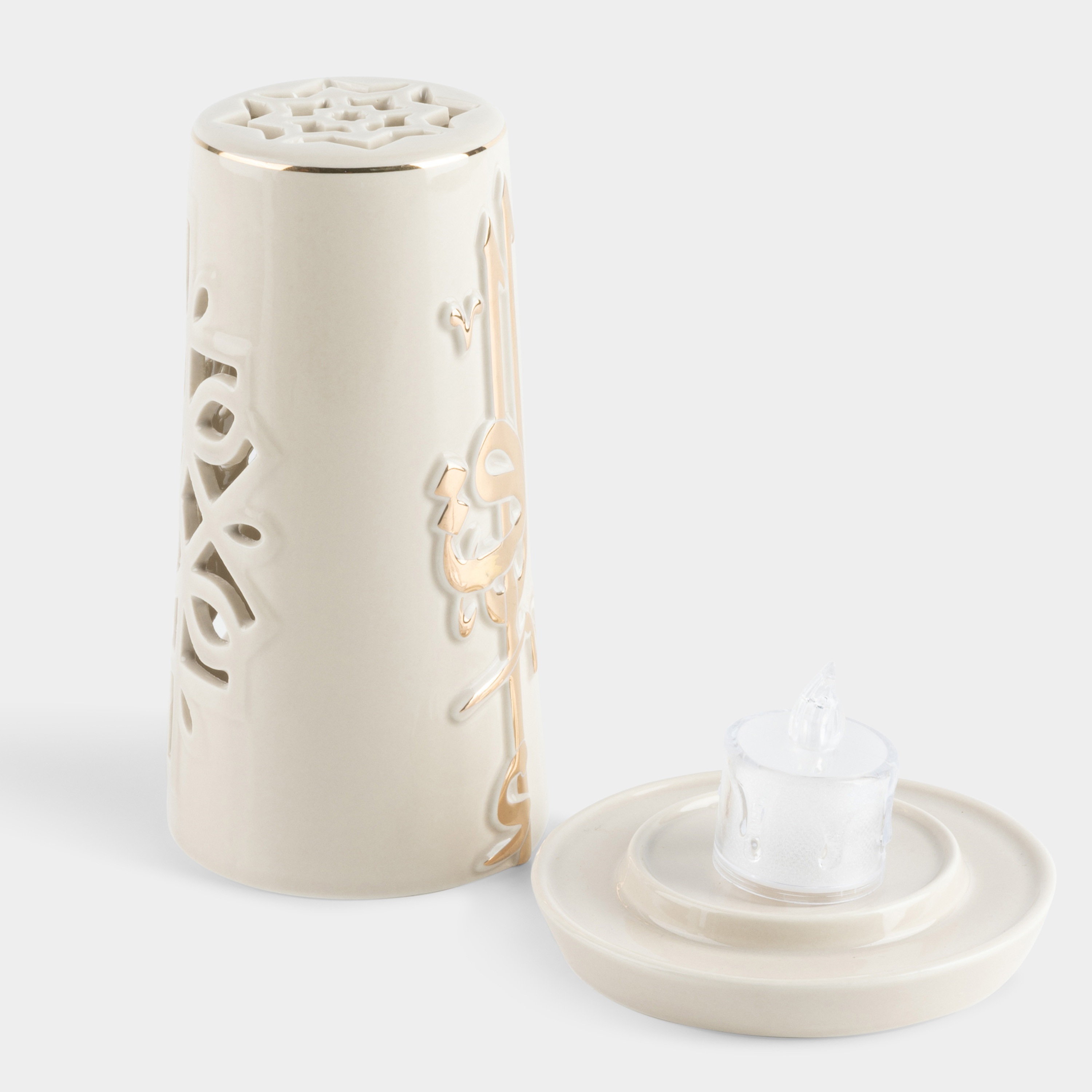 Otantik Lqaa Electronic Candle and Porcelain Holder Set - 17 cms-household-decor-candleholdersandlanterns-image-4