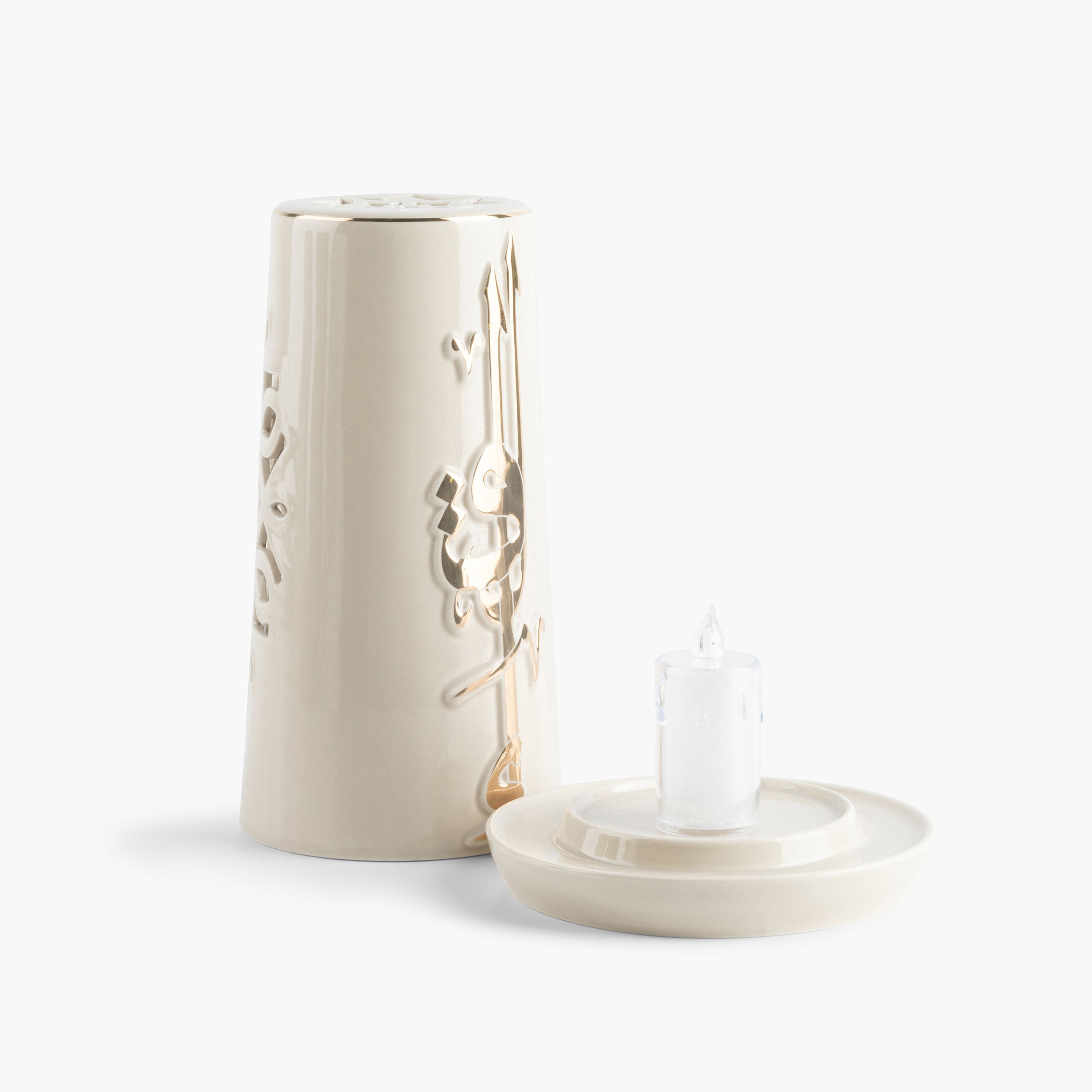 طقم حامل شموع بورسلان وشمعة إلكترونية لقاء من أوتانتيك-household-decor-candleholdersandlanterns-image-4