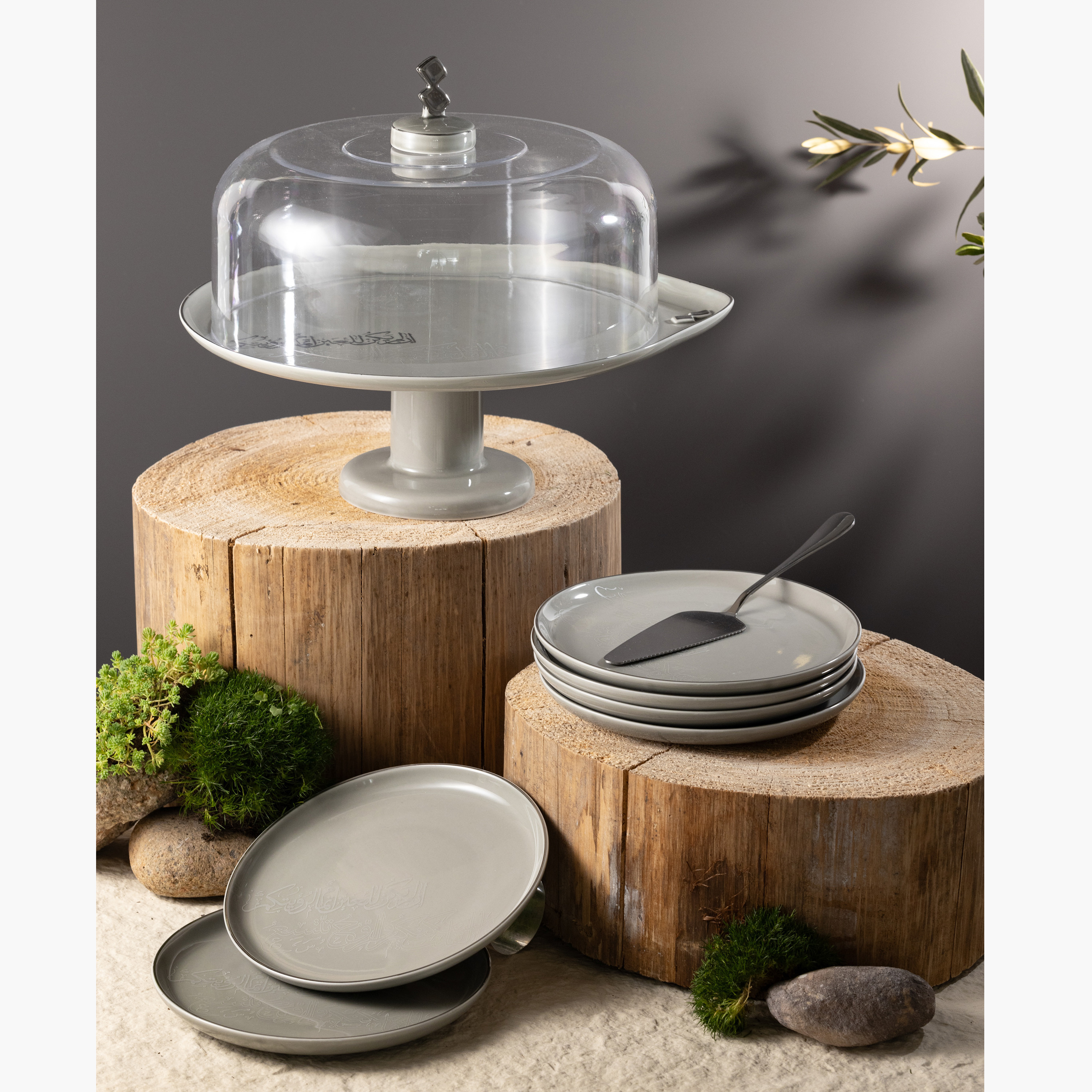 Otantik Lqaa 9-Piece Porcelain Cake Serving Set-household-dining-serveware-cakestands-image-3