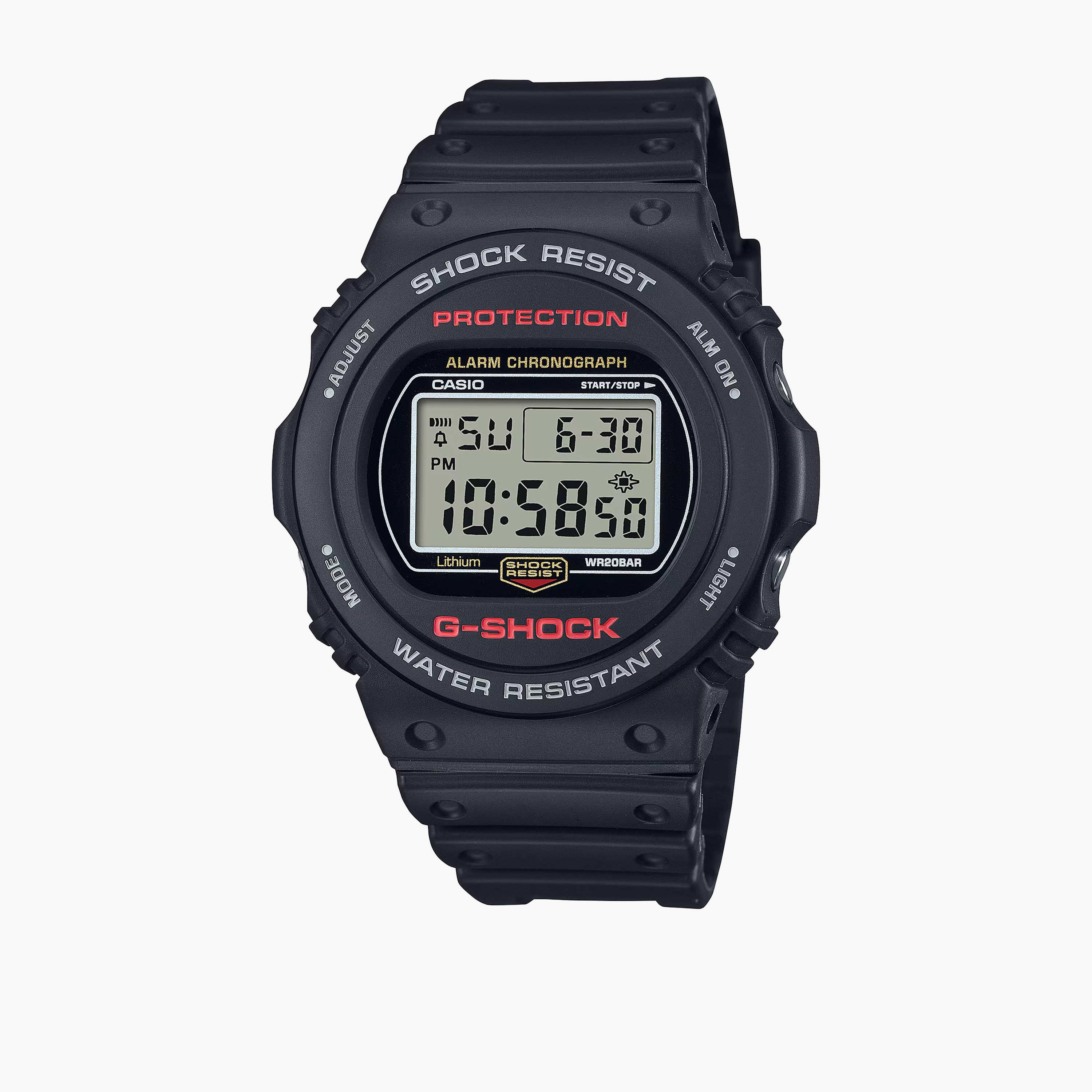 جي- شوك-  ساعة رقمية للرجال 49 مم سوار بلاستيكي أسود | DW-5750UE-1DR-men-watchesandjewellery-watches-image-1